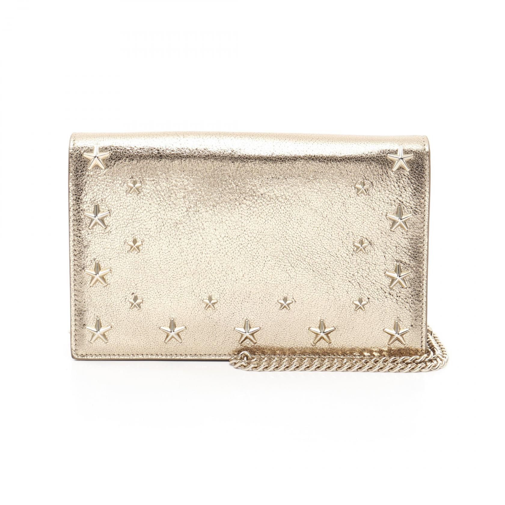 Jimmy Choo Jimmy Choo Leather Shoulder Bag 2120900010287 Leather Shoulder Bag in Gold, Women's
