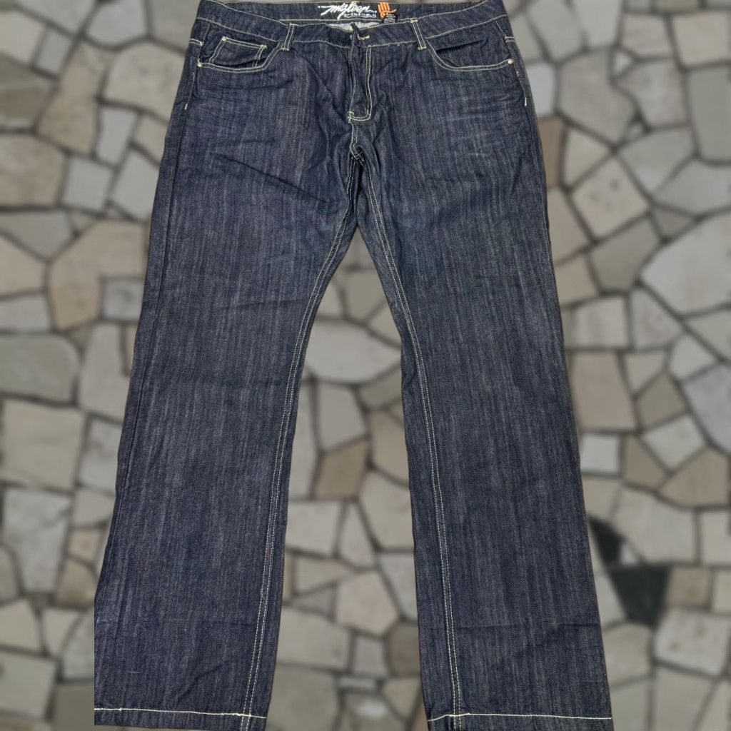 VINTAGE Miskeen Jeans Mens 44x32 Blue Wide-Leg 100% Cotton Denim Pockets Baggy Color: Blue Mens