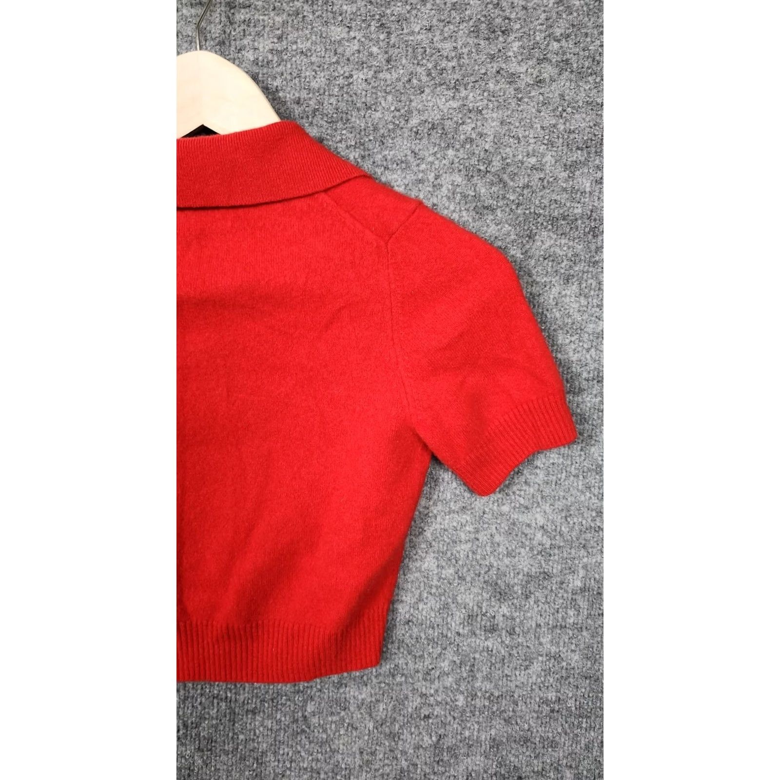Vintage VINTAGE House Of Harlow 1960 Sweater Womens XS Red Cashmere Short Sleeve Polo Crop Size XS / US 0-2 / IT 36-38 - 6 Thumbnail