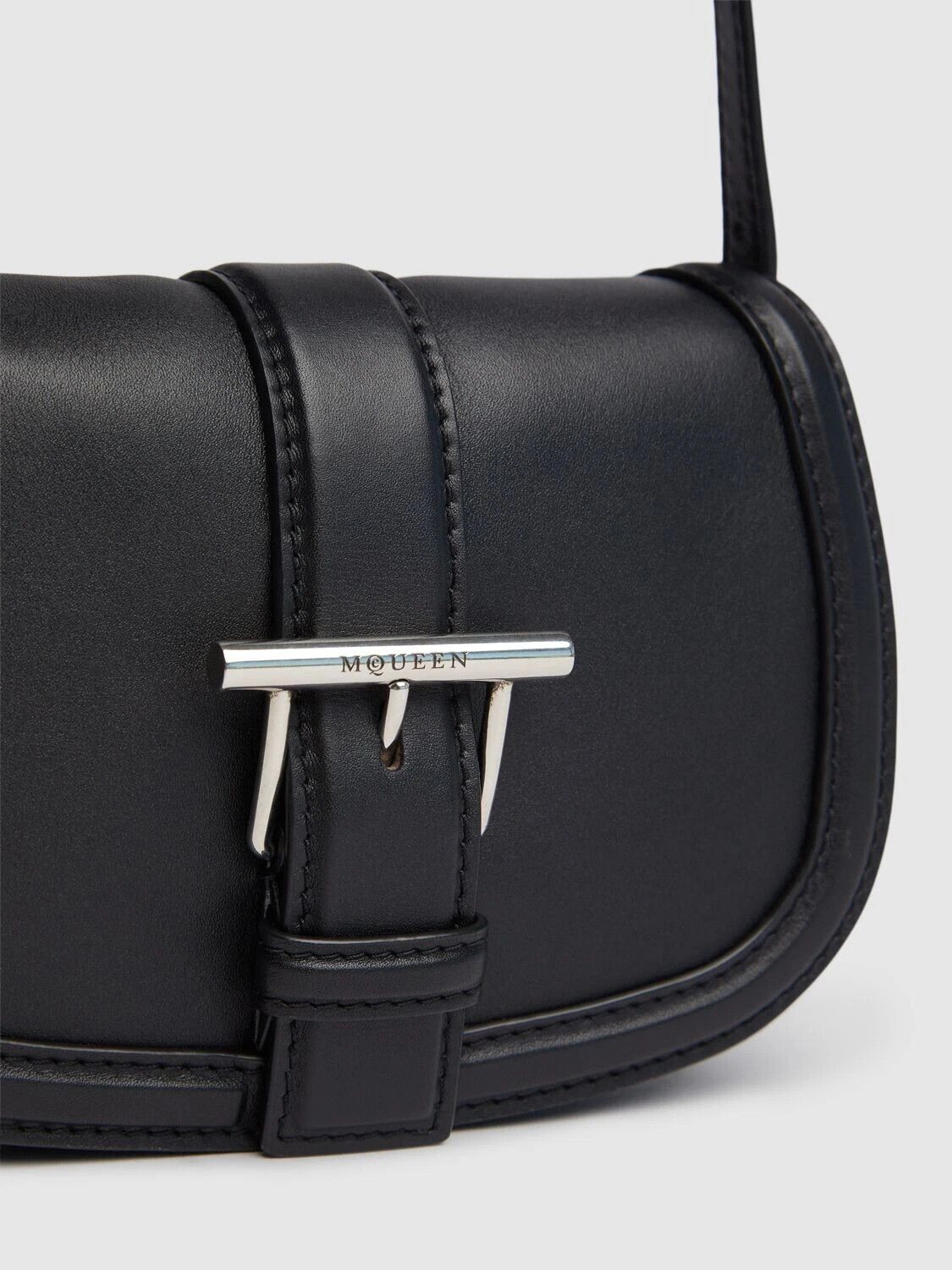 Alexander McQueen MCQUEEN T-Bar Mini Black Leather Shoulder Bag New Auth Size ONE SIZE - 3 Thumbnail