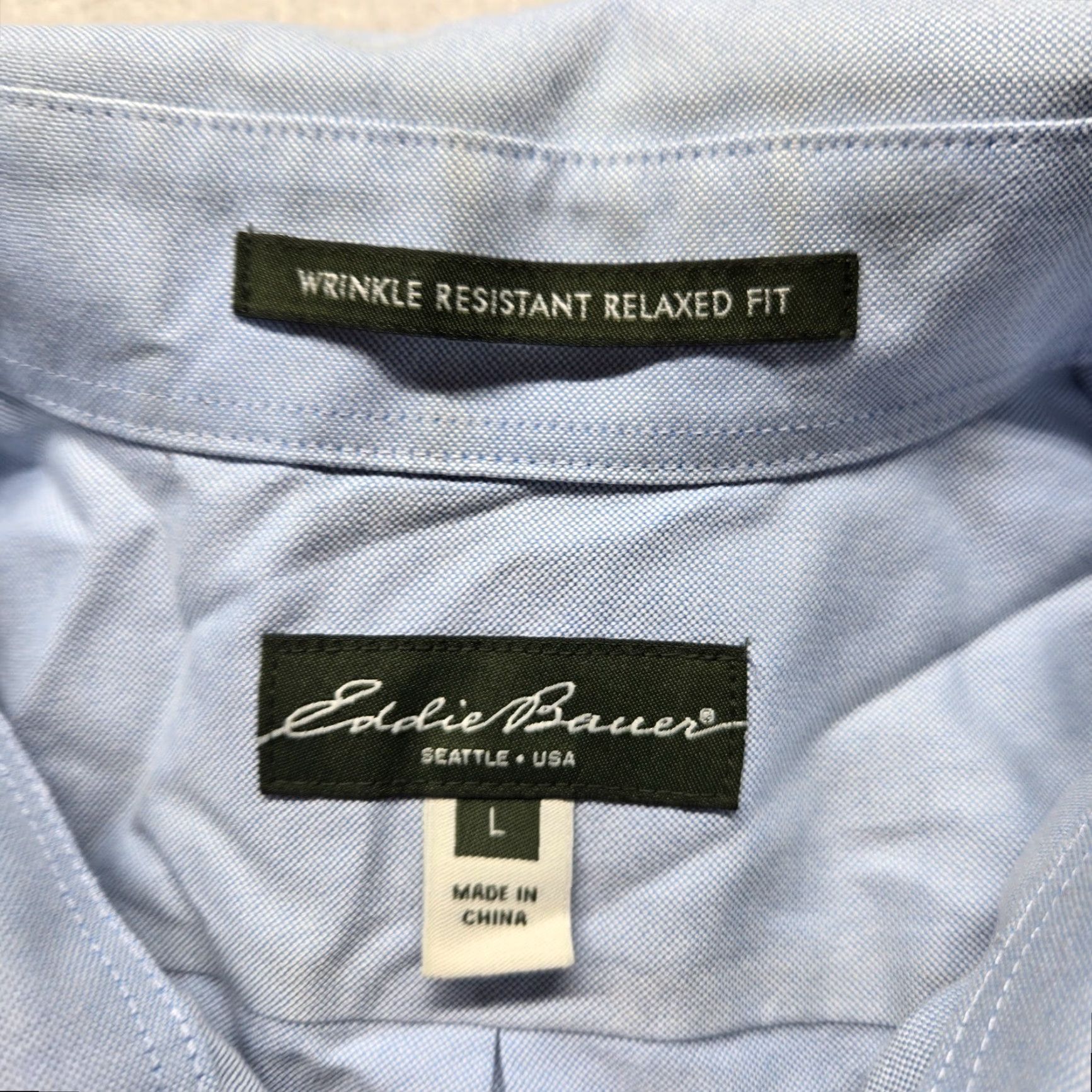 Eddie Bauer Eddie Bauer Dress Shirt Mens Large Blue Wrinkle Free Button Up Regular fit Solid Size 42R - 3 Thumbnail