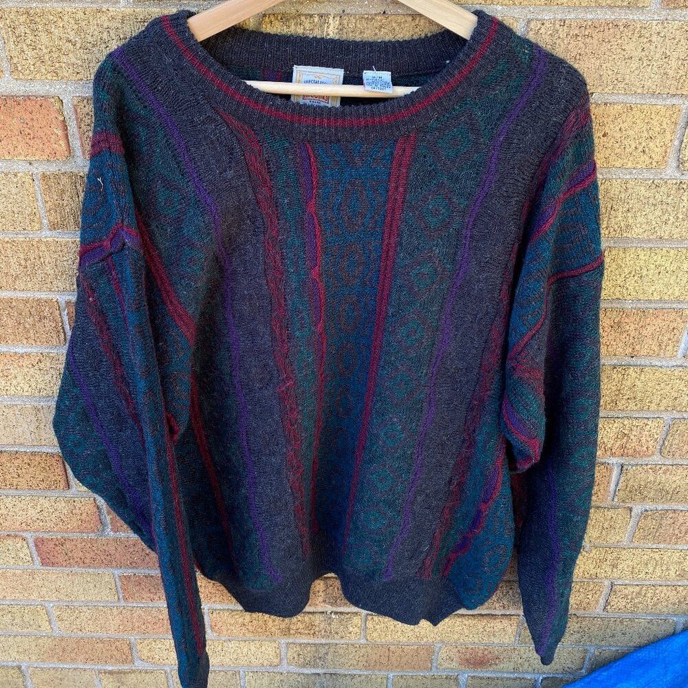 Coogi × Vintage Vintage 1980s Riggins Coogi Style Knit Sweater Medium Size US M / EU 48-50 / 2 - 1 Thumbnail