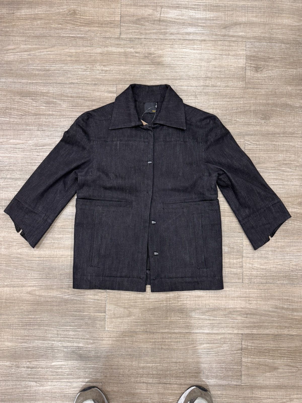 Fendi Off-White Conduroy Black Jacket Size S / US 4 / IT 40 - 1 Thumbnail