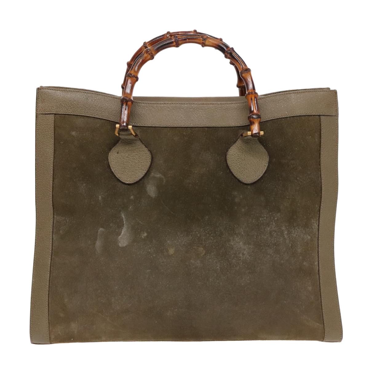 Gucci GUCCI Bamboo Hand Bag Suede Khaki Gold 002 1186 002 1186 Size ONE SIZE - 13 Thumbnail