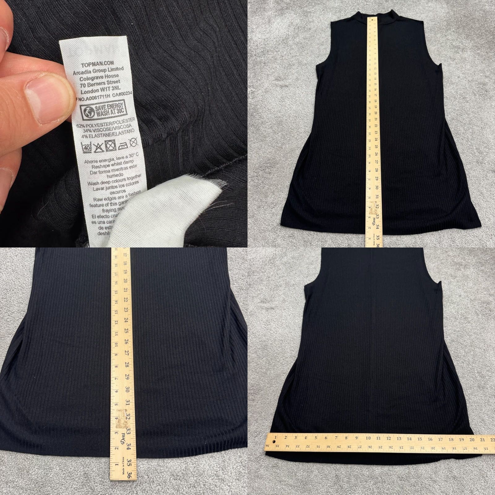 Topman Topman Dress Shirt Womens Sleeveless Ribbed Knit Mock Neck Knee Length Black M Casual Classic Size M / US 6-8 / IT 42-44 - 8 Thumbnail