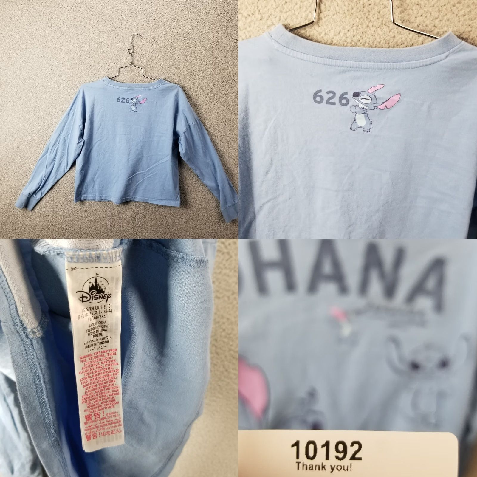 Disney Disney Lilo & Stitch Sweater Shirt Women Small Ohana Forever All Over Graphic Crew Neck Cotton Blend T‑Shirt Blue Ohana Womens S Disney Size S / US 4 / IT 40 - 8 Thumbnail