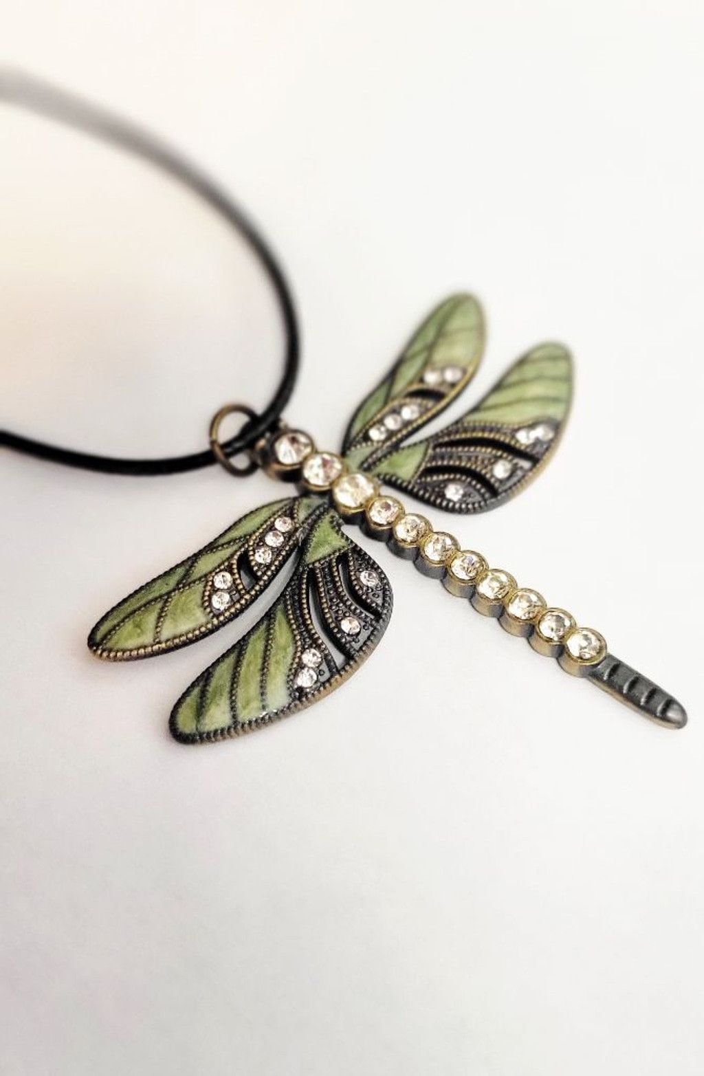 Other Green enamel & rhinestone dragonfly pendant Necklace Size ONE SIZE - 3 Thumbnail