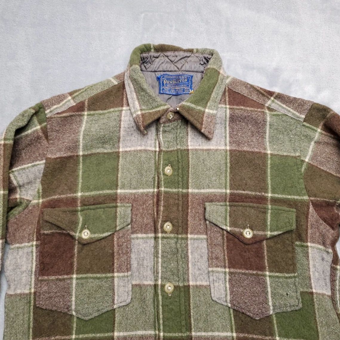 Pendleton VTG Pendleton Shirt Mens 15.5 Green Plaid 100% Wool Board Flap Pocket READ Shirt Mens 15.5 Green Plaid Wool Vintage Casual Men Size US L / EU 52-54 / 3 - 4 Thumbnail