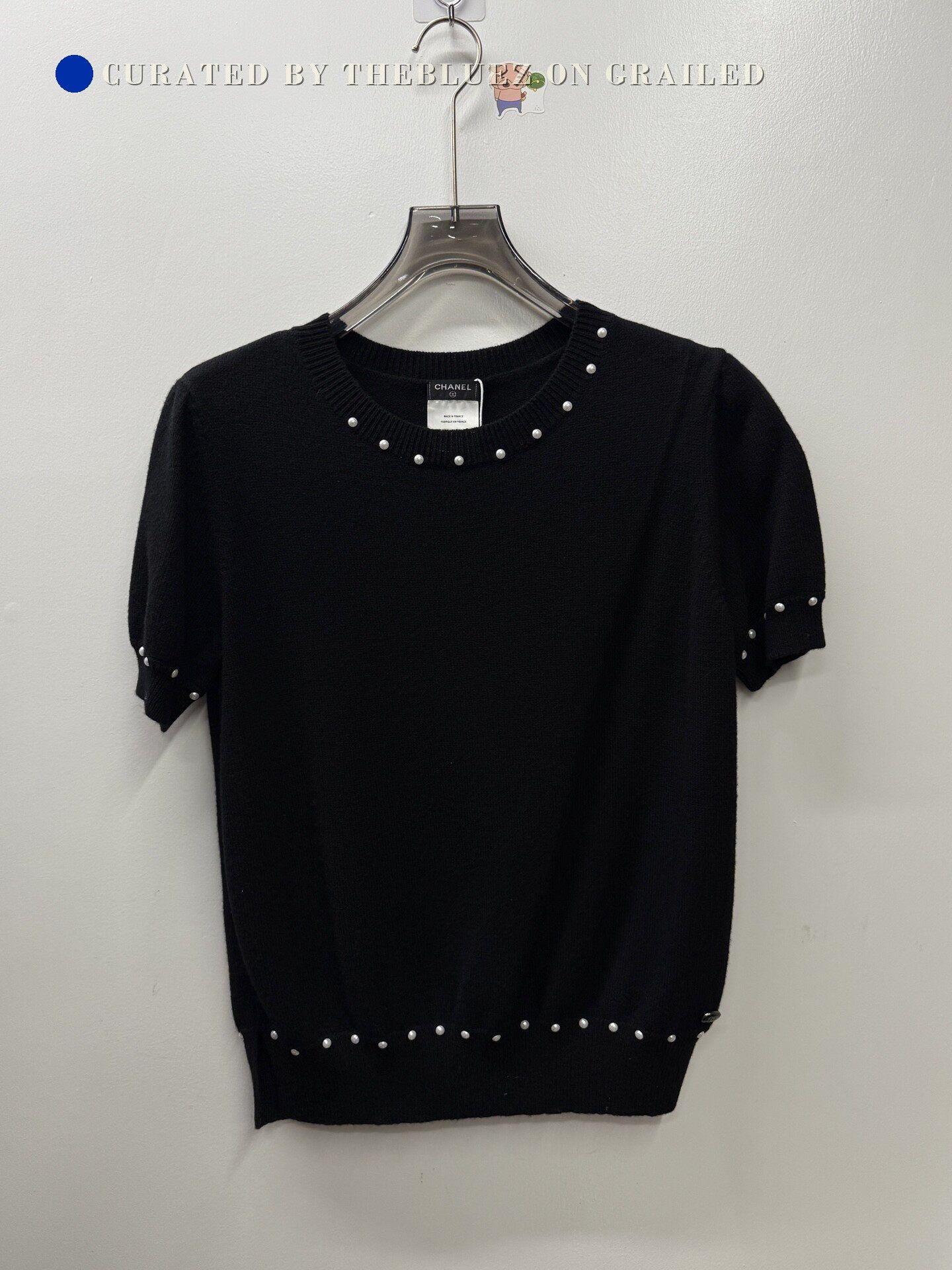 Chanel Chanel Black Pearl Wool Short-Sleeve Size S / US 4 / IT 40 - 1 Thumbnail