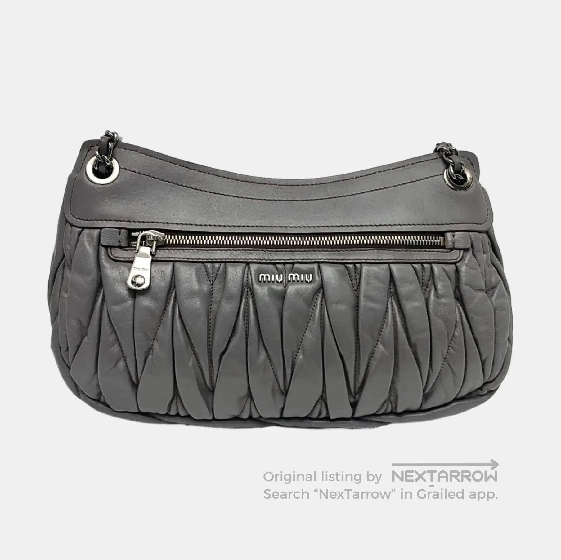 Other Miu Miu Gray Shearling Quilted Shoulder Bag. Size ONE SIZE - 2 Thumbnail