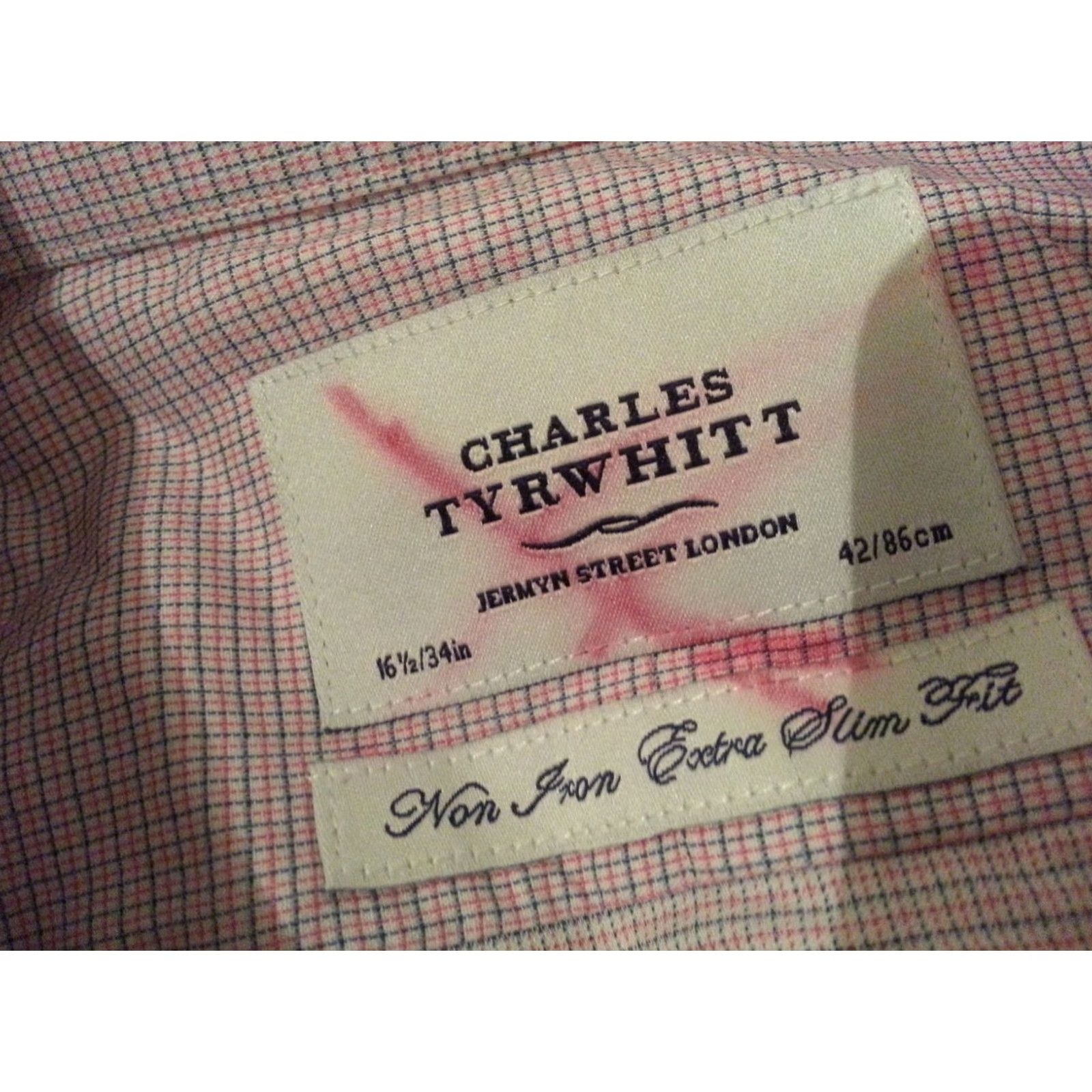 Charles Tyrwhitt Mens Charles Tyrwhitt Dress Shirt 16.5 34 Slim Red Cotton Shirt Mens Womens? Size 46R - 4 Thumbnail
