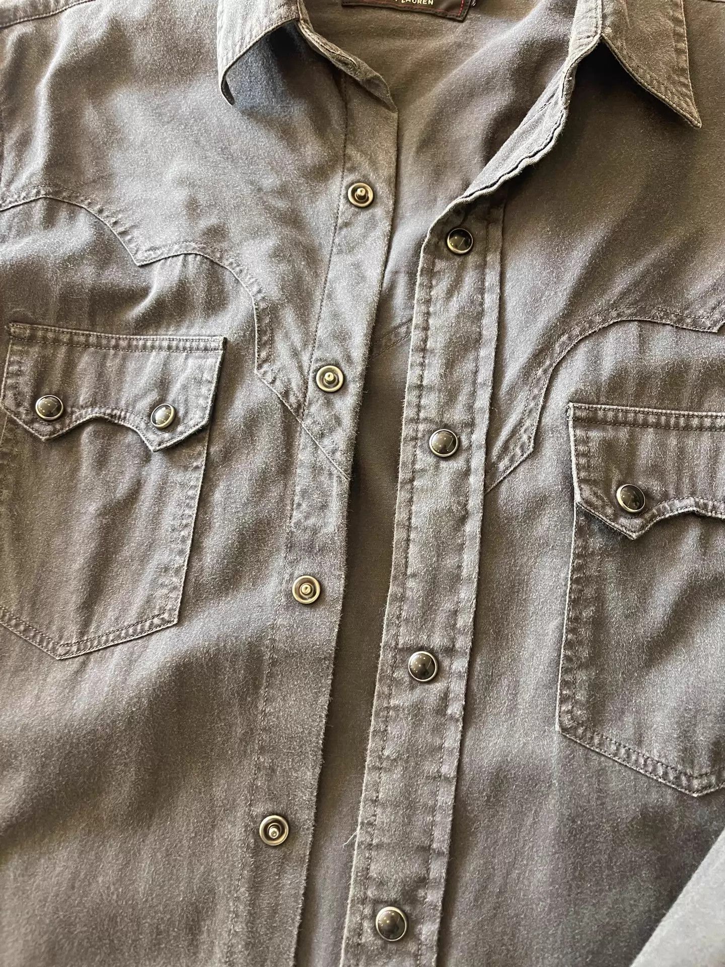 RRL Ralph Lauren RRL Black Distressed Silver Button Western Shirt Size US S / EU 44-46 / 1 - 6 Thumbnail