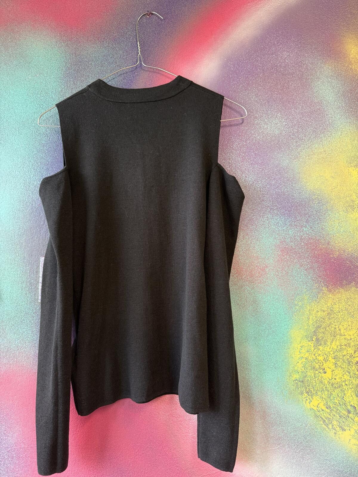 Other Whistles Black Cold Shoulder Long-Sleeved Knit Top Size S / US 4 / IT 40 - 6 Thumbnail