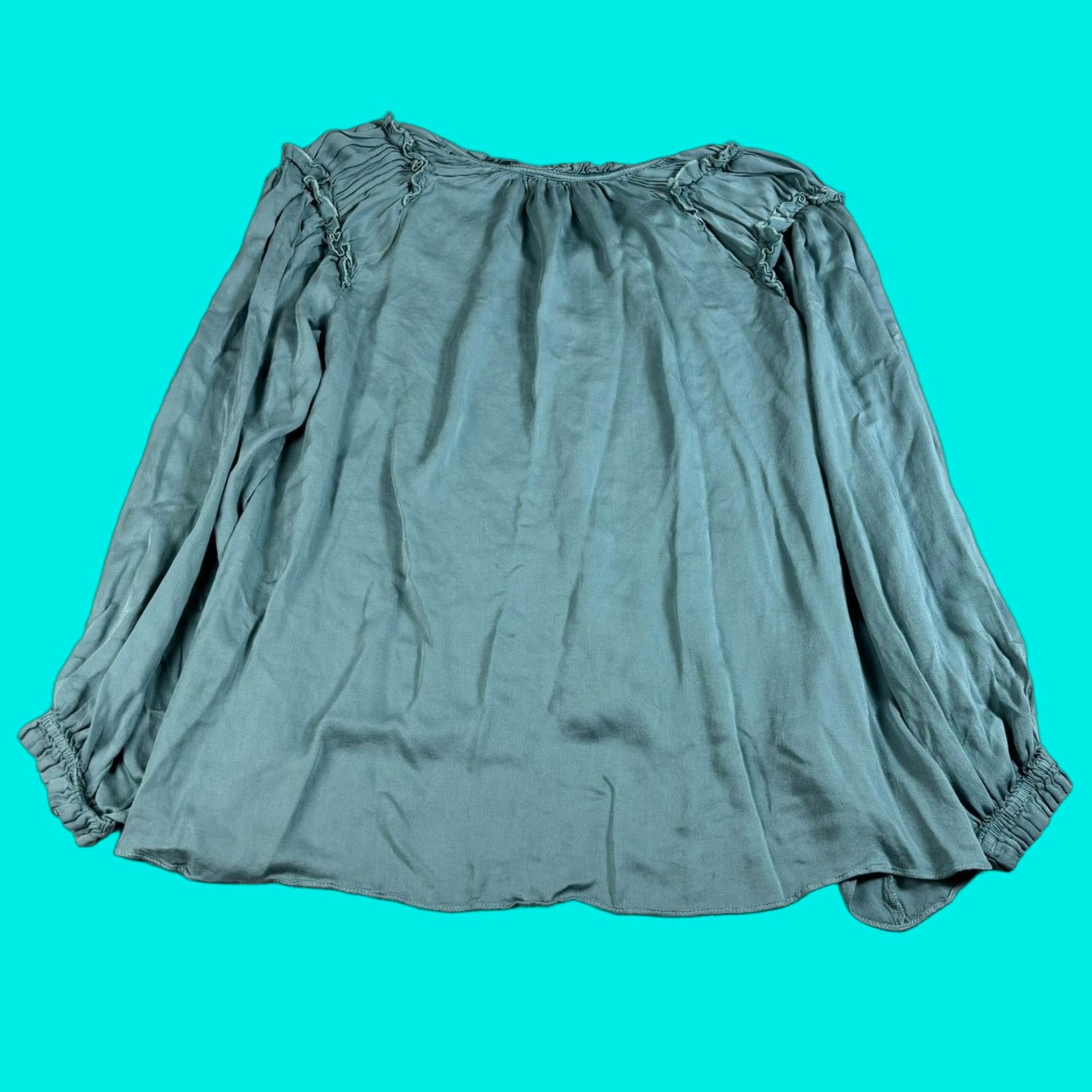 Vintage Sundance Shirt Women XL Green Ruffle Tunic Long Sleeve Boho Casual Blouse Size XL / US 12-14 / IT 48-50 - 1 Thumbnail