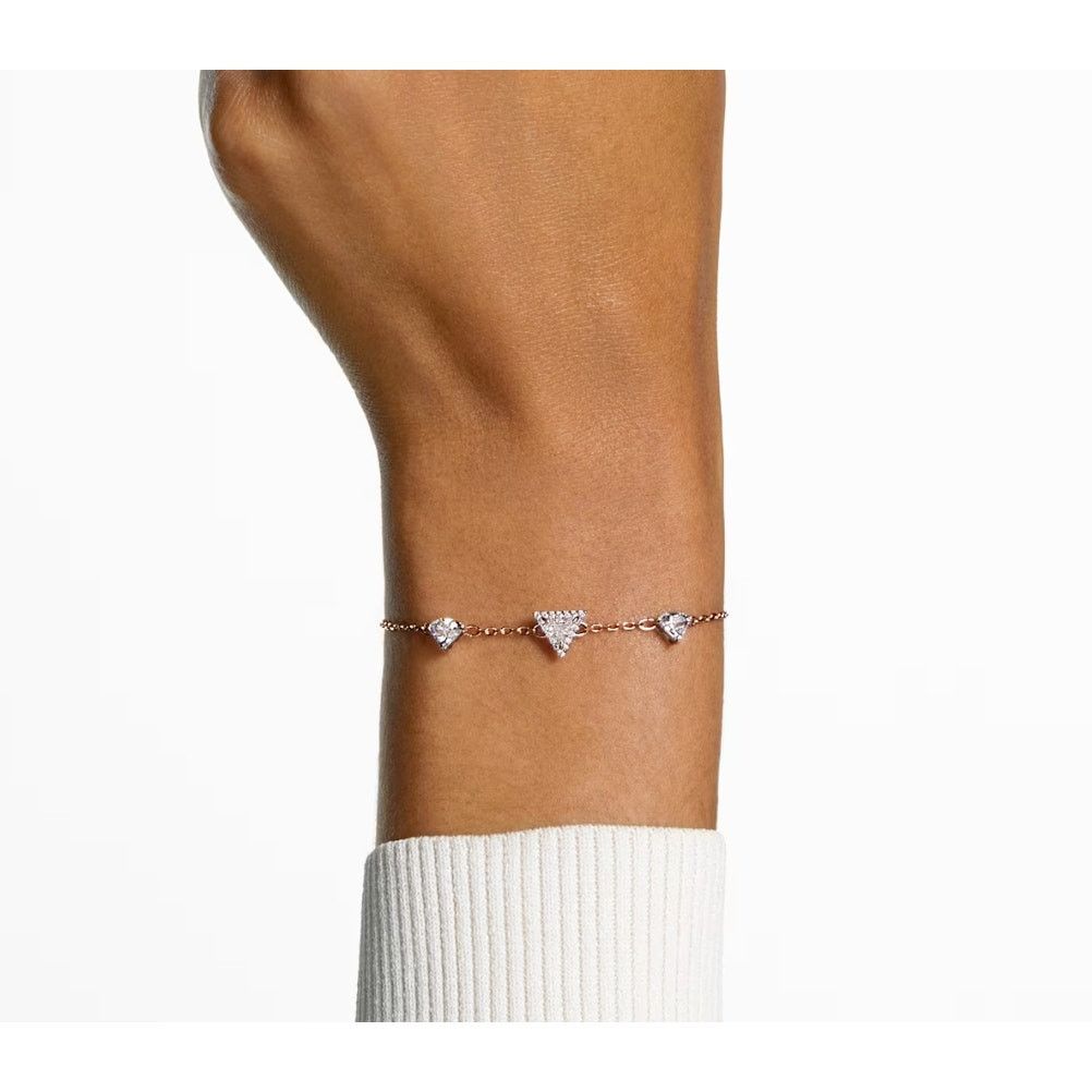 Swarovski Ortyx bracelet Triangle cut, White, Rose gold M