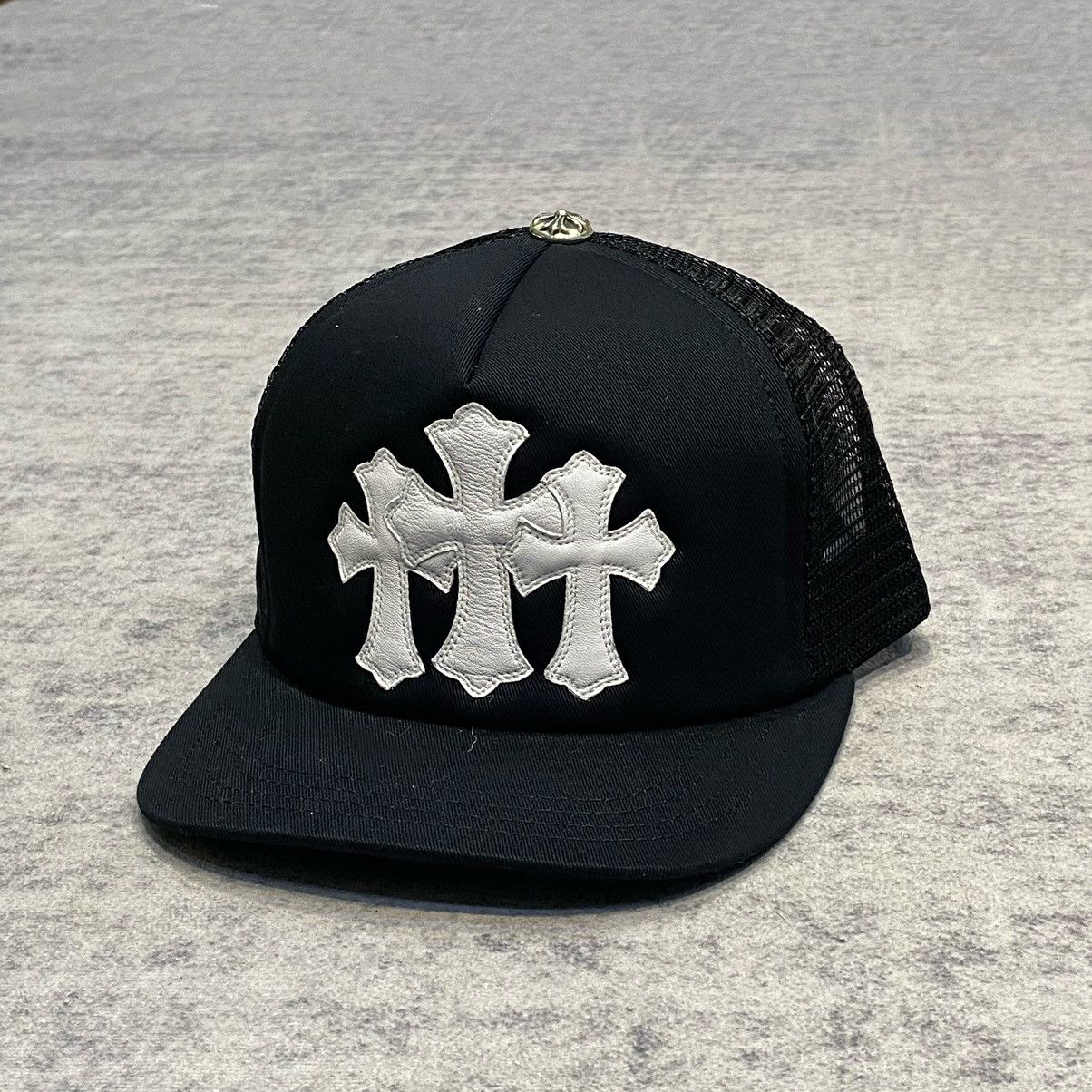 Chrome Hearts Chrome Hearts three cemetery cross trucker hat black Size ONE SIZE - 1 Thumbnail