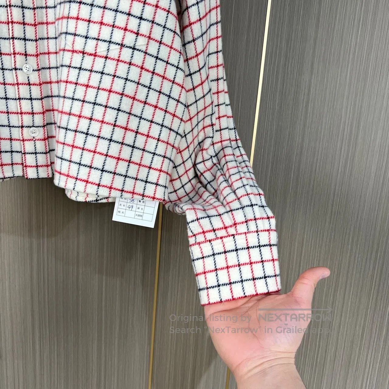 Celine CELINE Embroidered Arc de Triomphe Plaid Wool Shirt| Size XXS / US 00 / IT 34 - 4 Thumbnail