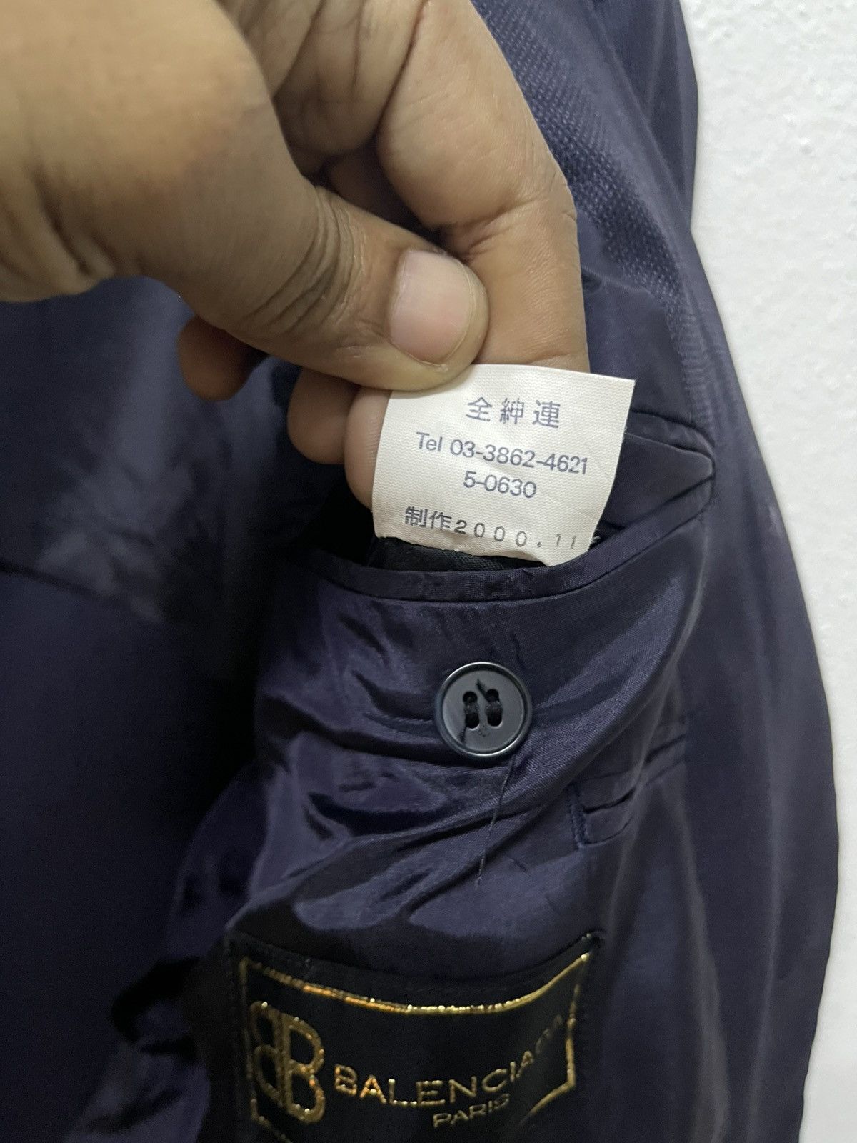 Balenciaga 2000s BALENCIAGA PARIS BLAZZER BLUE BLACK Size 38L - 19 Thumbnail