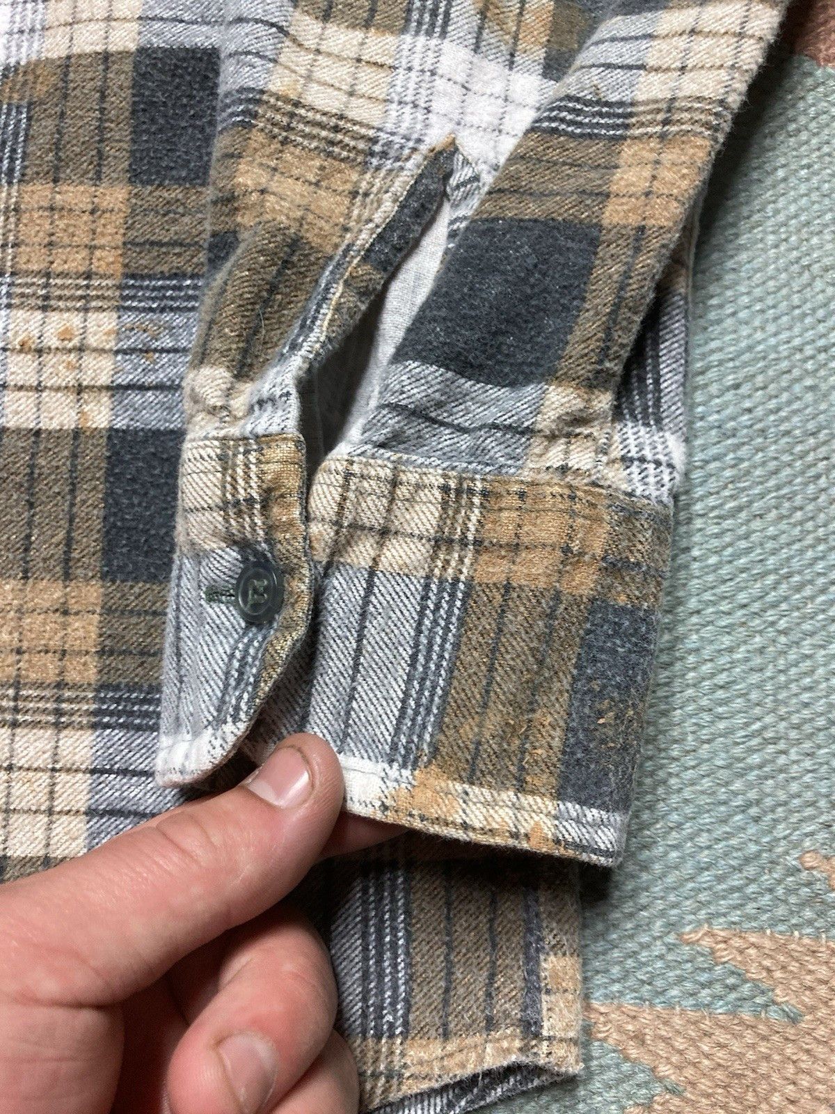 Vintage 80s flannel shirt brushed cotton plaid paint stained small Size US S / EU 44-46 / 1 - 3 Thumbnail