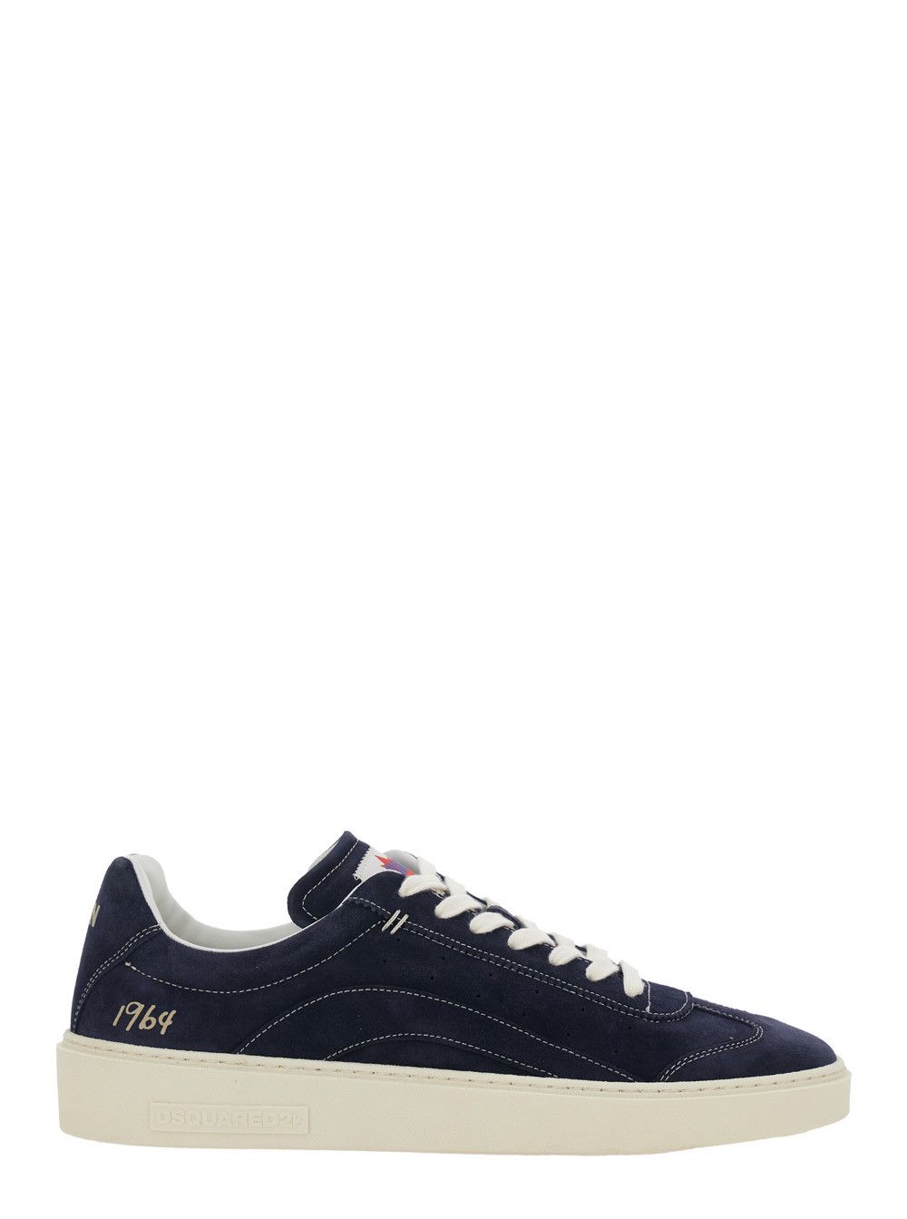 Blue Low Top Sneakers with Logo Patch on the Tongue and Logo Lettering on the Heel in Suede Man