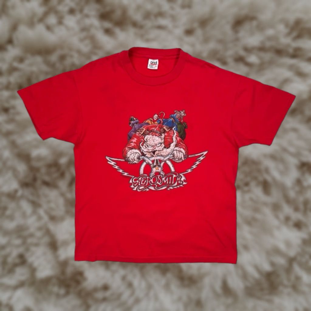 VINTAGE Aerosmith 1994 Get A Grip Santa T-Shirt Mens XL