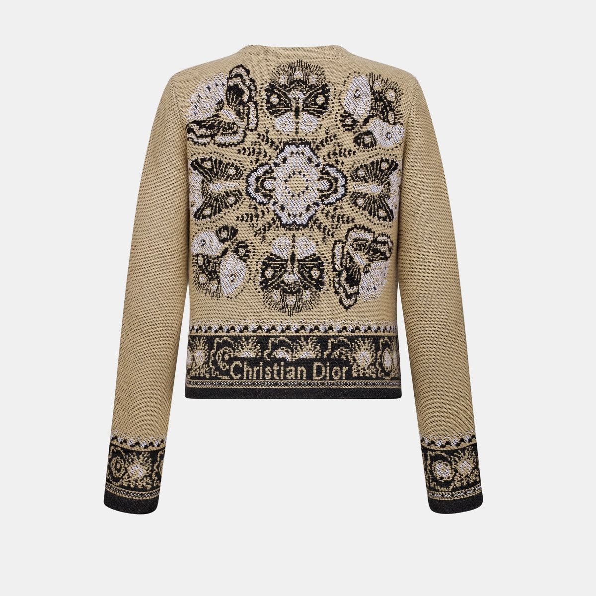 Dior o1bcso1str0225 Cardigan in Beige/Black Size L / US 10 / IT 46 - 2 Thumbnail