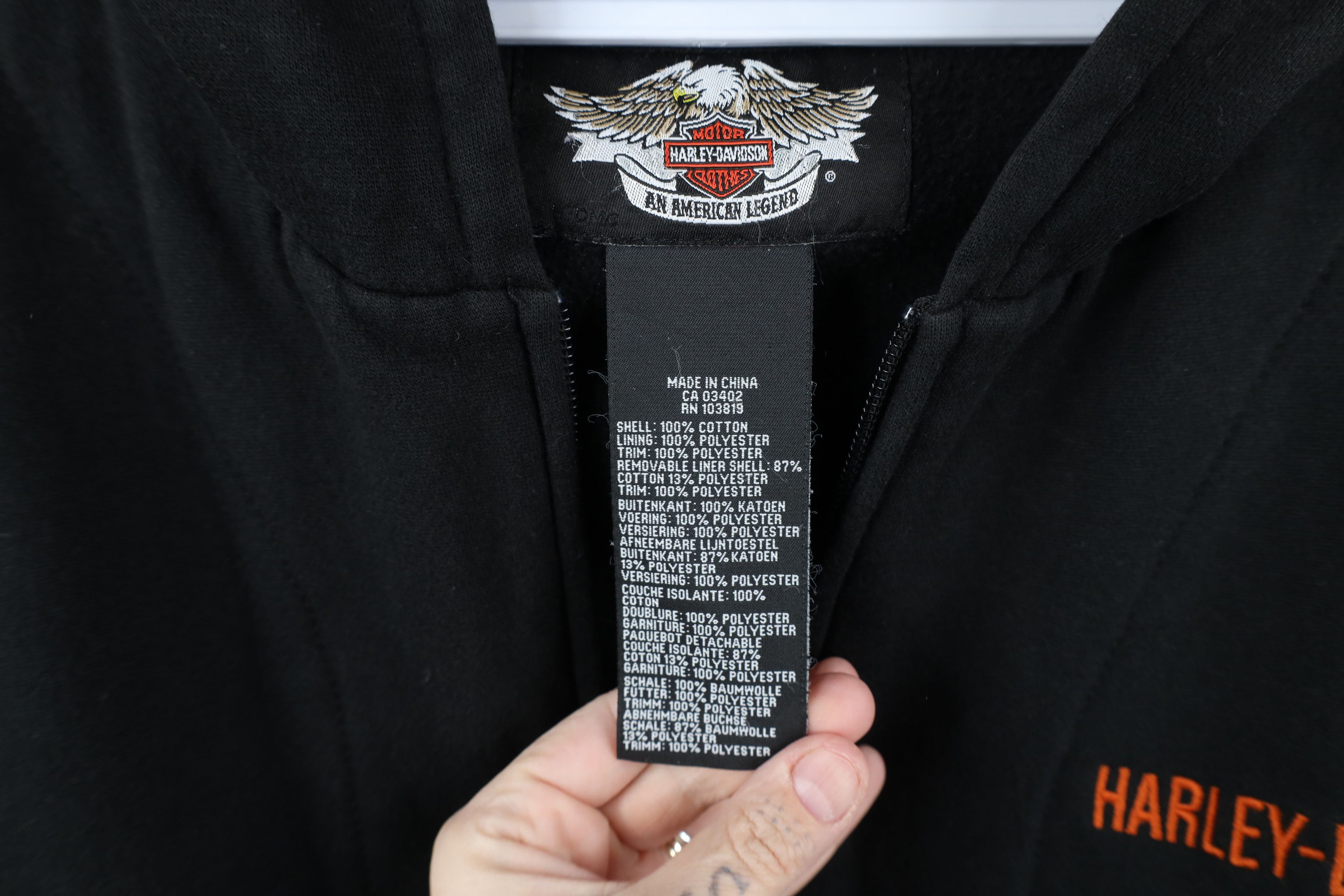 Harley Davidson × Vintage Vintage Harley Davidson Spell Out Sleeveless Full Zip Hoodie Size US L / EU 52-54 / 3 - 9 Thumbnail
