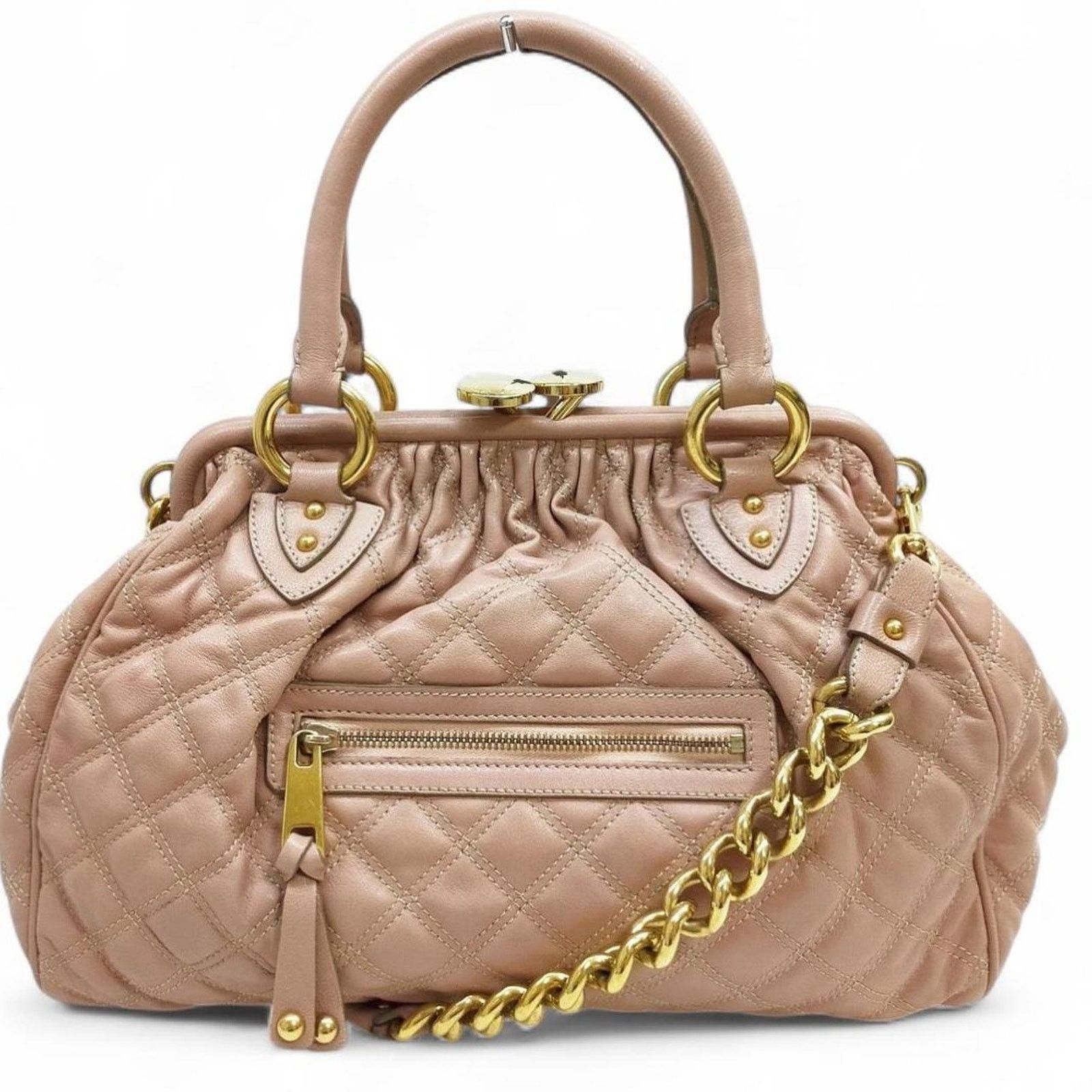 Marc Jacobs Classic! Marc Jacobs Beige Tan STAM Quilted Leather Bag Gold Size ONE SIZE - 1 Thumbnail