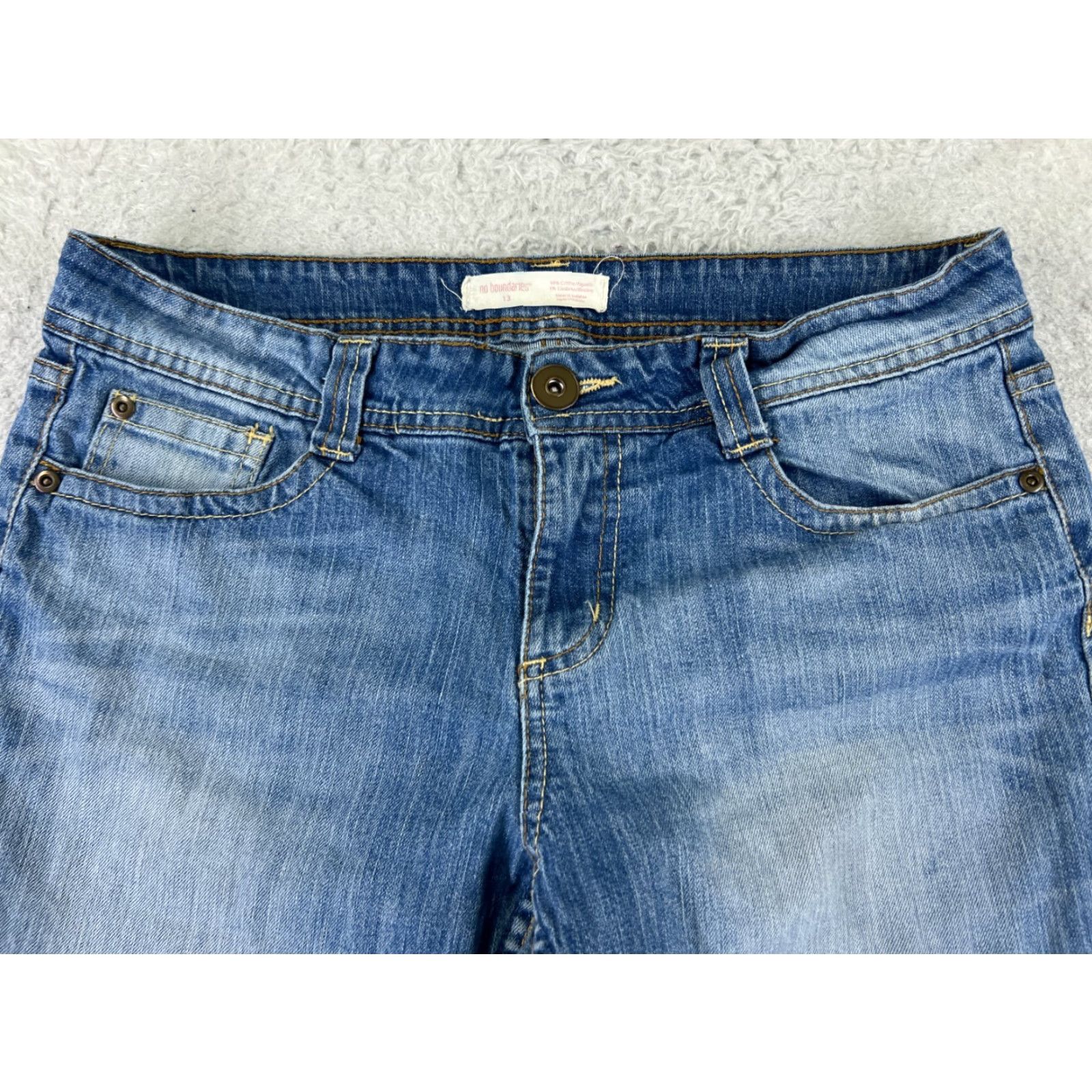 Vintage No Boundaries Jeans Womens 13 Flared Denim 30x30 Light Wash Cotton 5-Pocket Stretch Womens Size 34" / US 12 / IT 48 - 4 Thumbnail