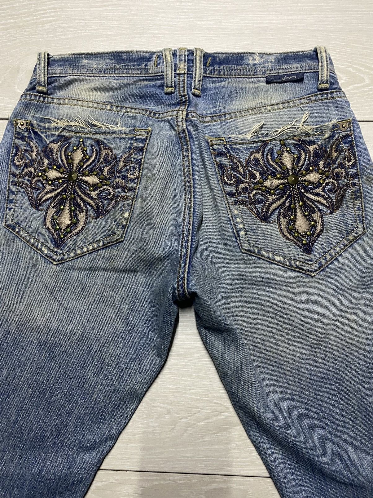 Tornado Mart Vintage Japanese Brand JC Studded Embroidered Cross Flare Size US 30 / EU 46 - 10 Thumbnail