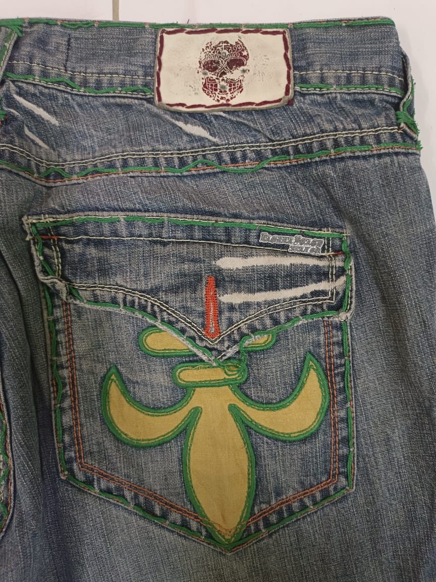 Designer × Vintage Rare Distressed Laguna Beach Skulls Jeans Flare Baggy Size US 30 / EU 46 - 4 Thumbnail