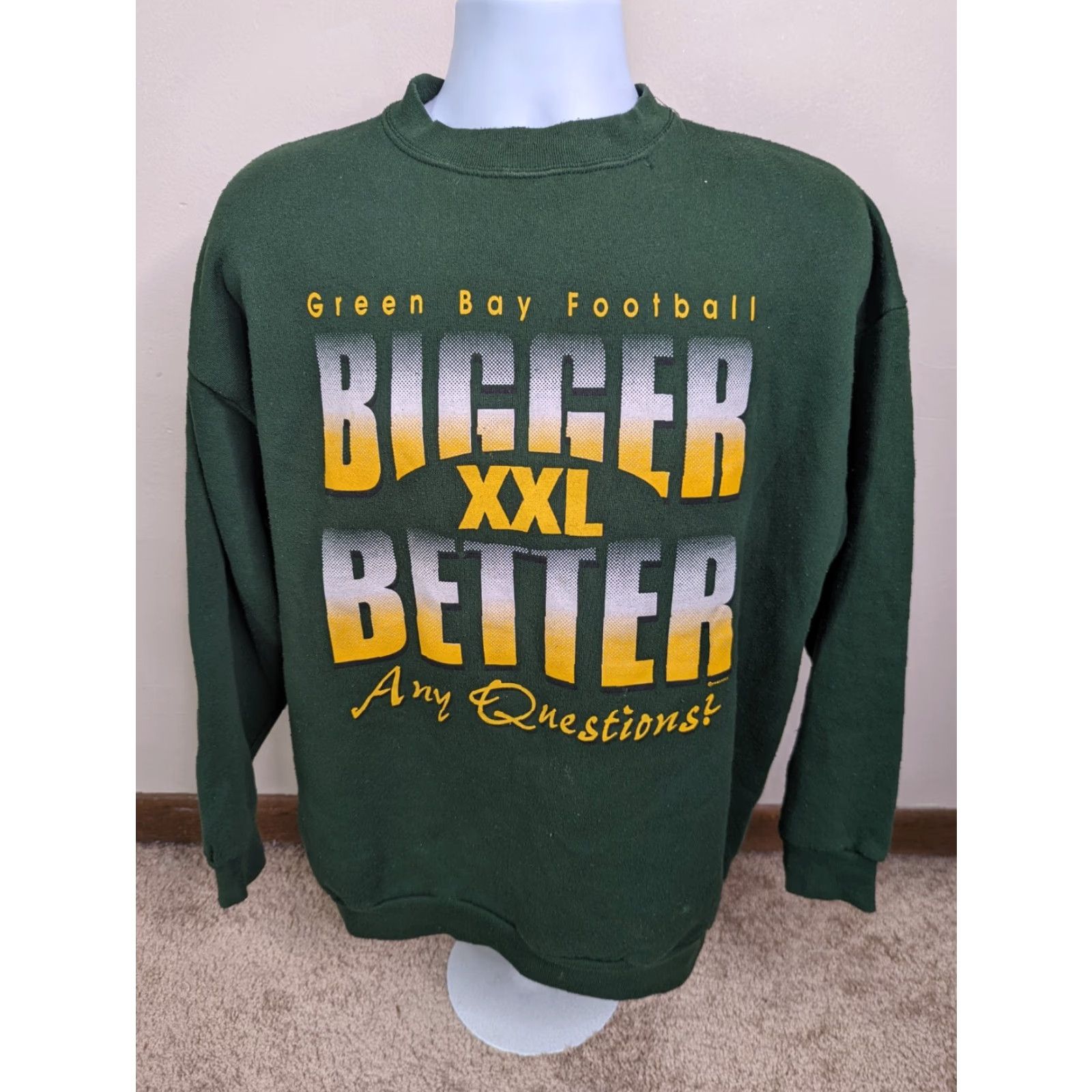 Tultex VINTAGE Green Bay Packers Sweatshirt Mens XL NFL Football Bigger Better XXL Size US XL / EU 56 / 4 - 2 Thumbnail