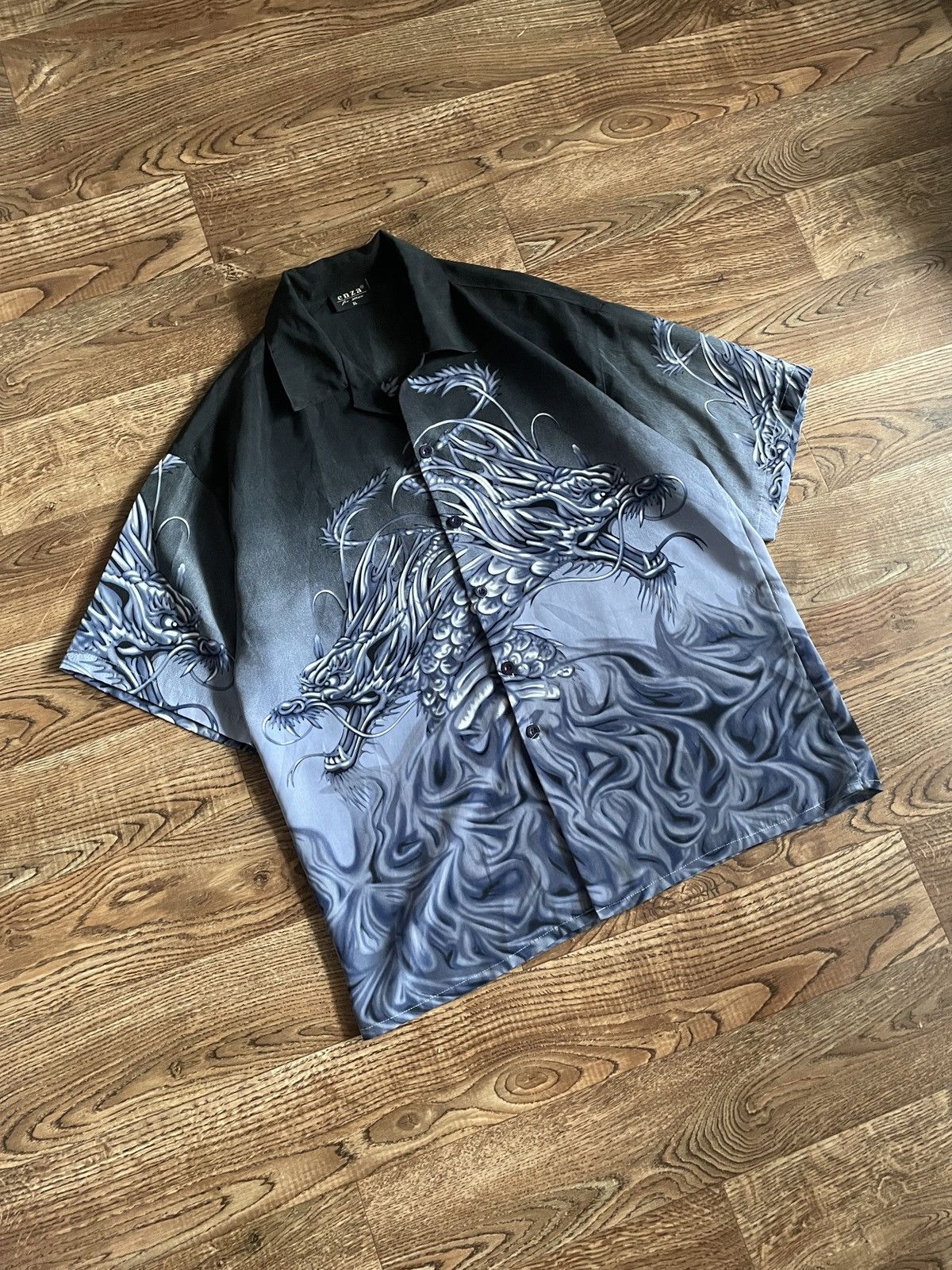 Japanese Brand × Vintage Vintage y2k 90s Dragon Shirt Button Up Japanese Brand Anime Size US XL / EU 56 / 4 - 1 Thumbnail