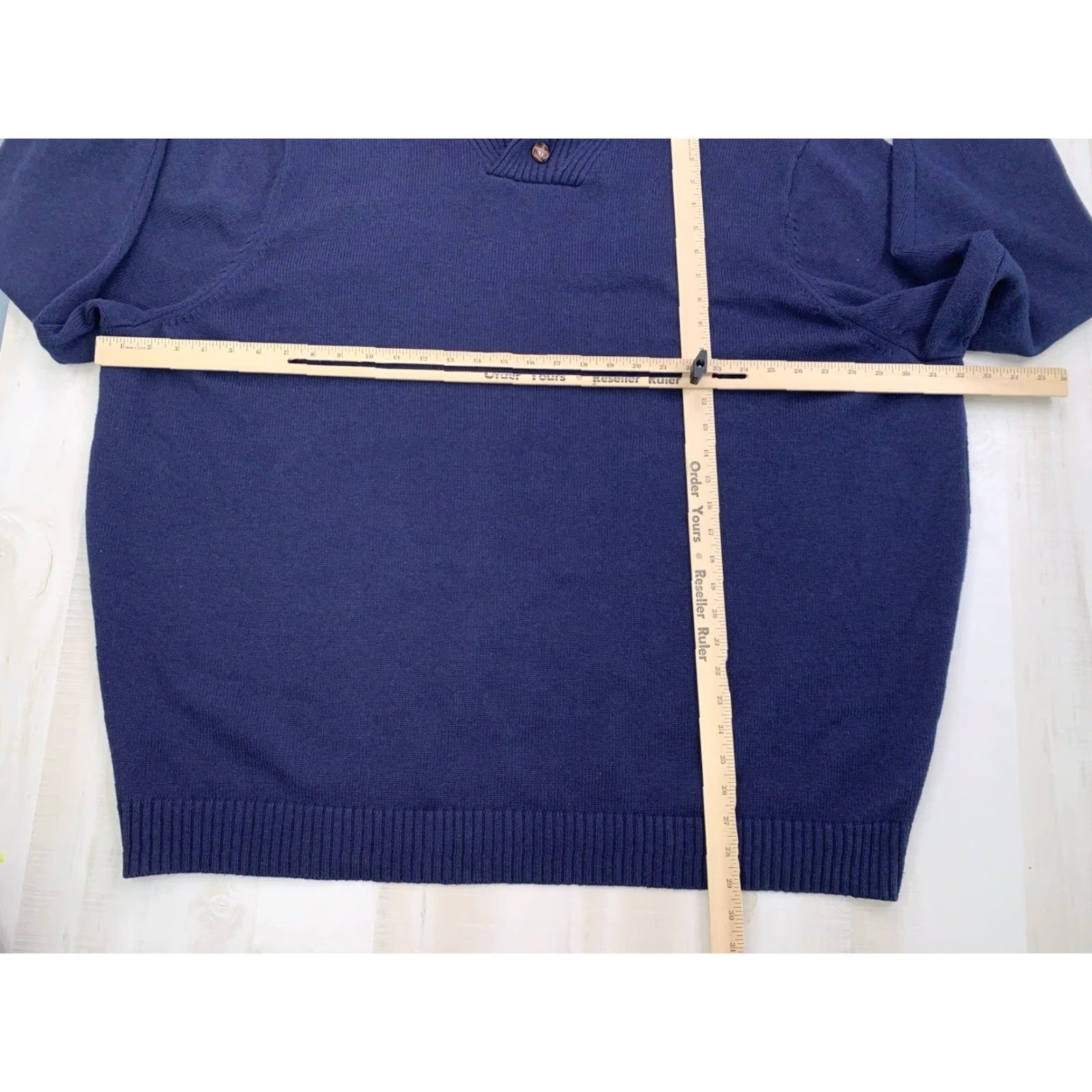 Vintage Oak Hill Navy Knit Cowl V Neck Mens Sweater 5XL Size US XXL / EU 58 / 5 - 4 Thumbnail