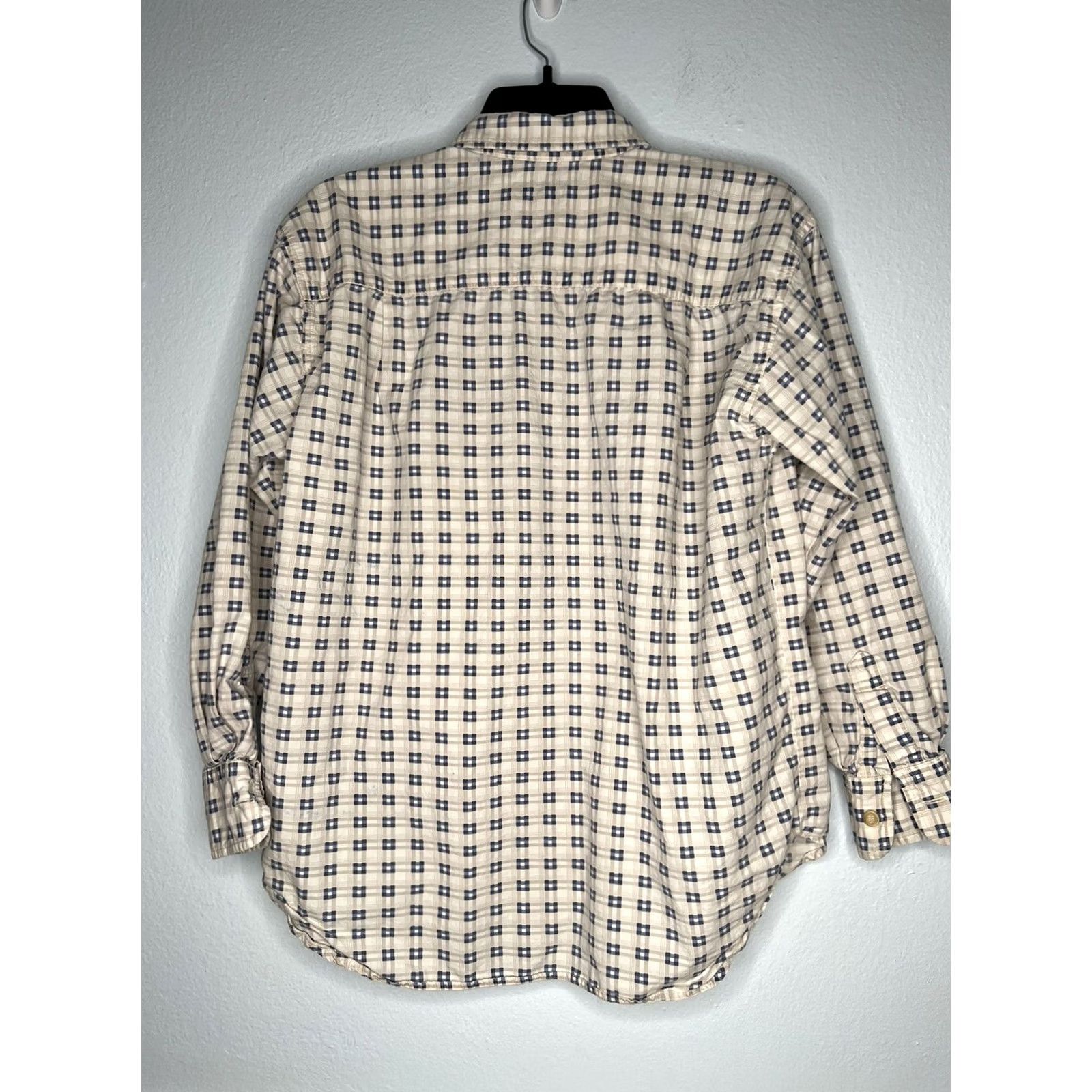 Guess VINTAGE GUESS Shirt Mens Small Beige Blue Grunge 90s Geometric Long Sleeve Button-Up Collared 90s Mens Size US S / EU 44-46 / 1 - 2 Thumbnail