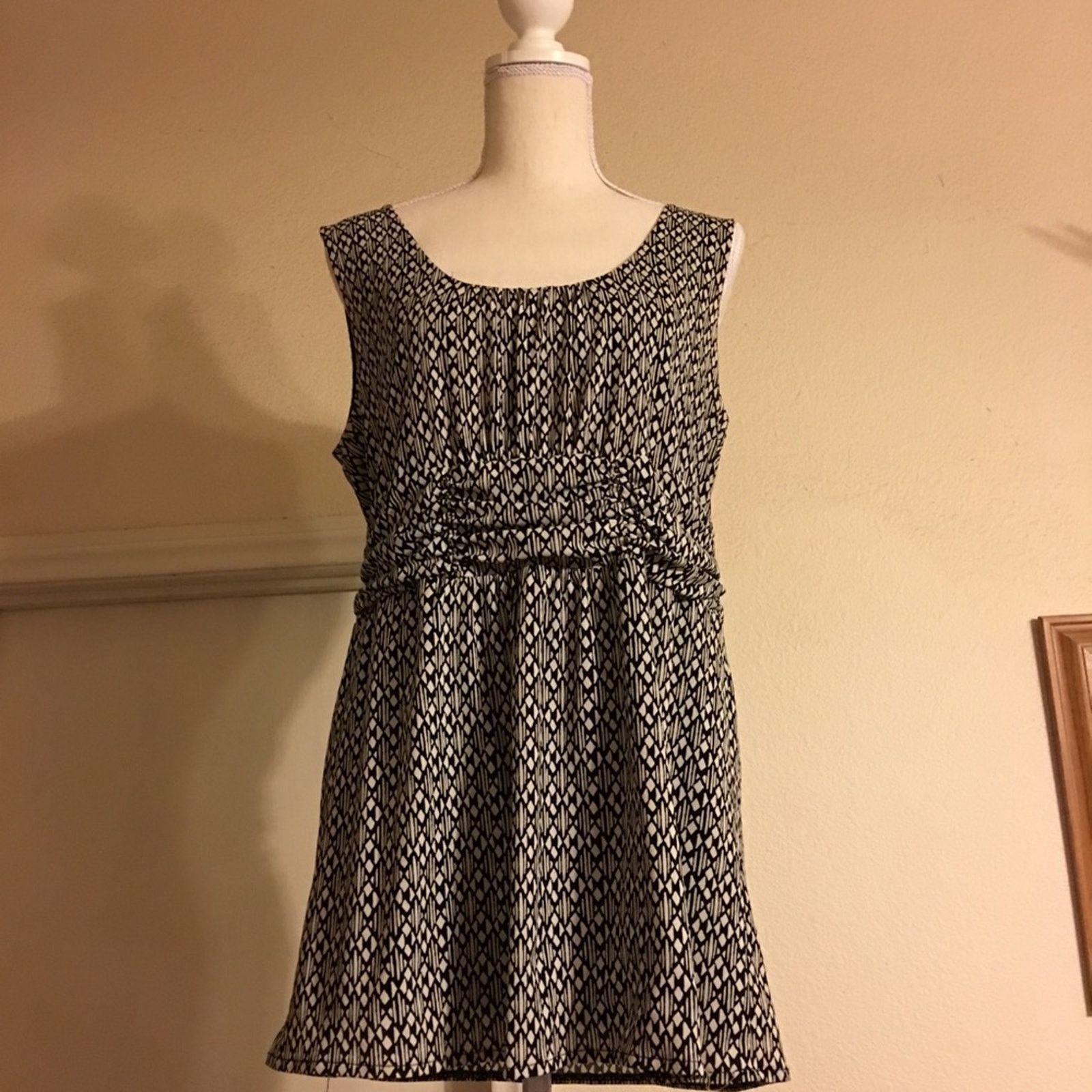 Nine West Nine West black and white pattern tunic top Size L / US 10 / IT 46 - 1 Thumbnail