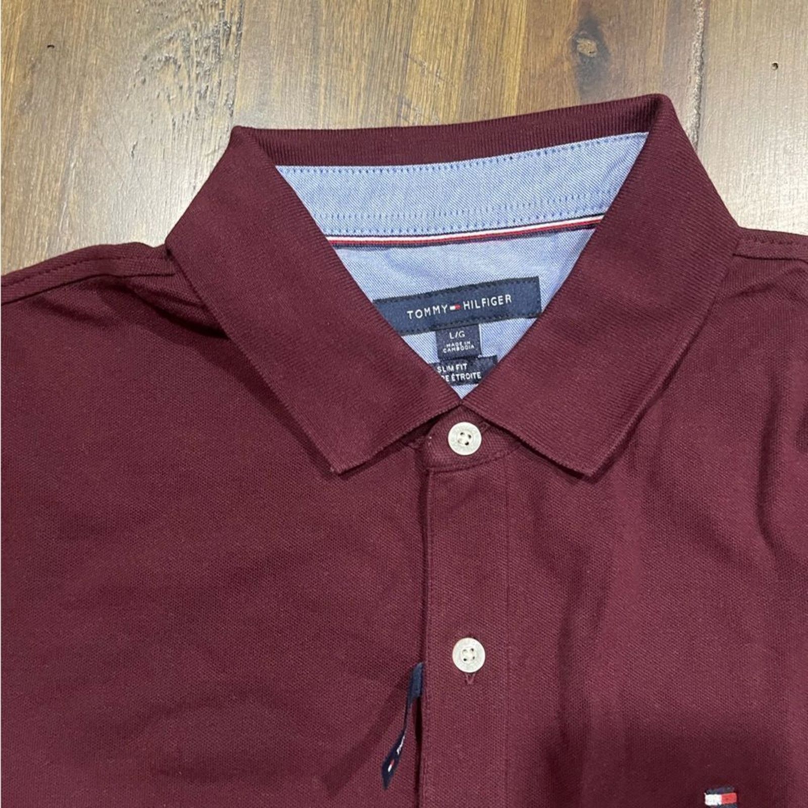 Tommy Hilfiger Tommy Hilfiger Men's Slim Fit Polo Maroon Red Size L Size US L / EU 52-54 / 3 - 7 Thumbnail