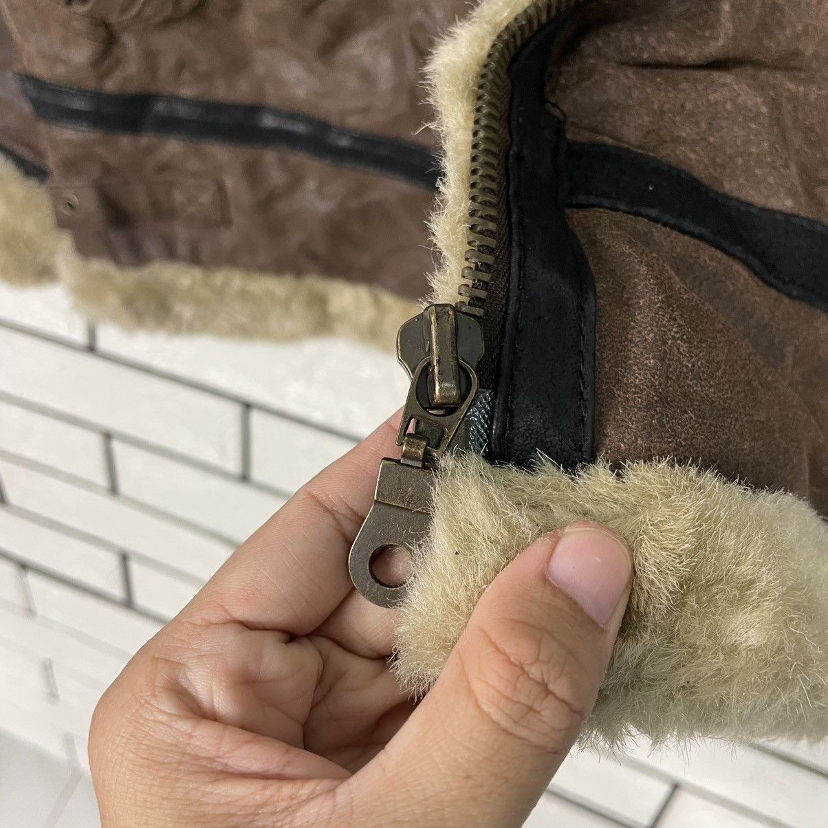 Japanese Brand Stocker Point B3 Shearling Sheepskin Bomber Jacket Size US M / EU 48-50 / 2 - 14 Thumbnail