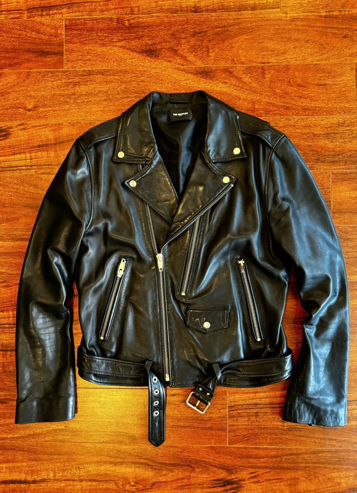 image of The Kooples 100% Leather Moto Jacket in Black, Men's (Size Small)