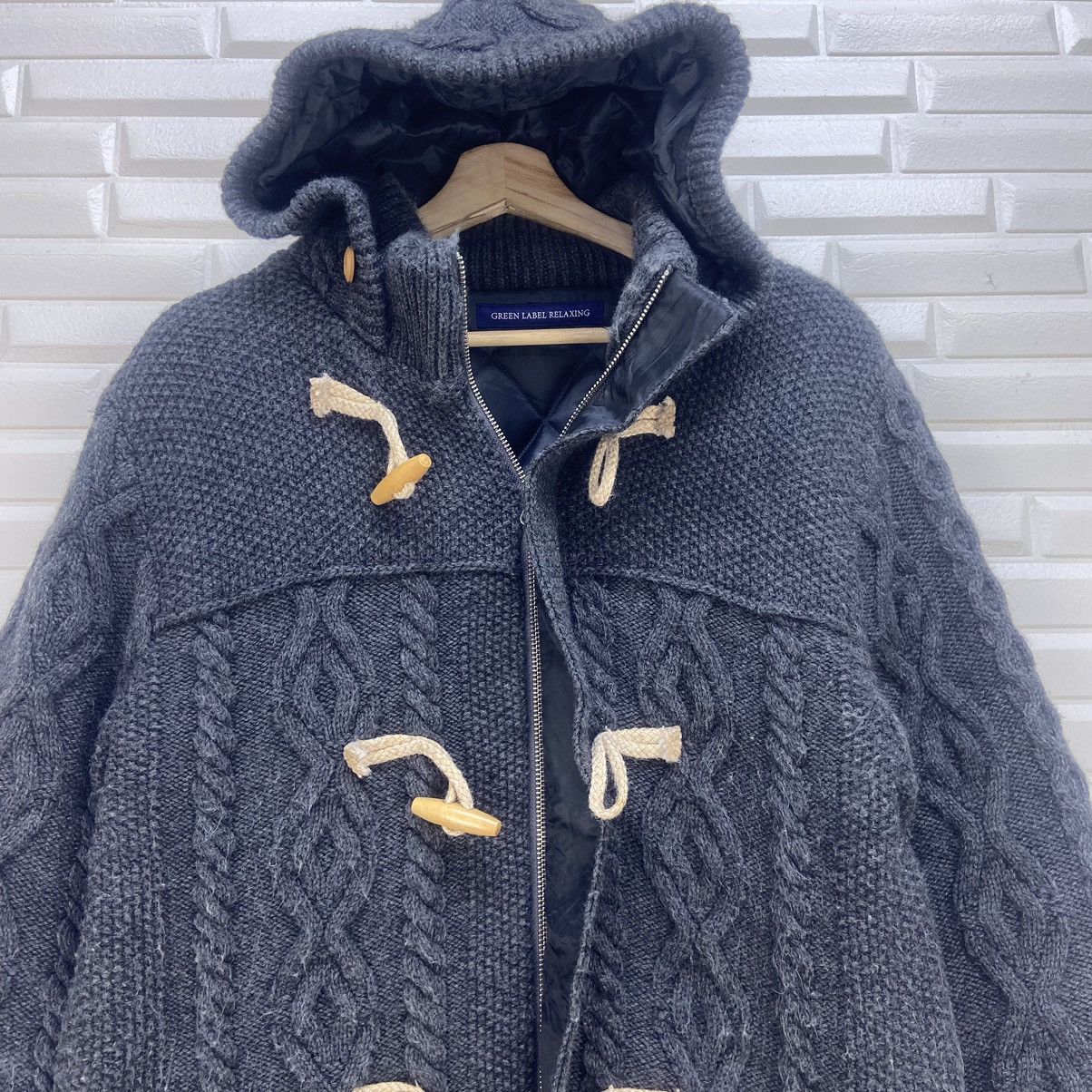 Japanese Brand Green Label Relaxing United Arrows Cable Knit Duffle Coat Size US S / EU 44-46 / 1 - 7 Thumbnail