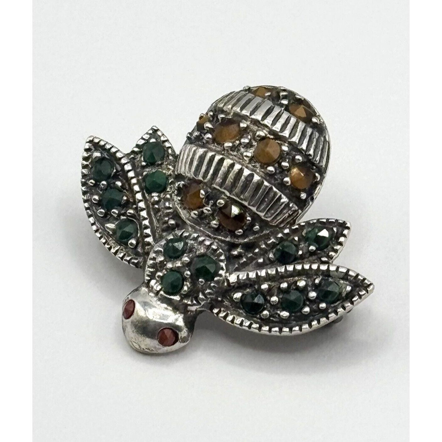 Vintage Vintage 925 Sterling Silver Stone Bee Bumblebee Fly Insect B Size ONE SIZE - 1 Thumbnail