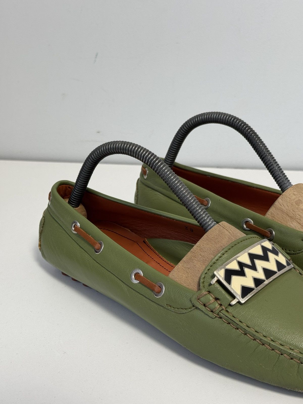 Missoni Missoni Women’s Leather Driving Loafers Green Zigzag 38 EU Size US 8 / IT 38 - 3 Thumbnail