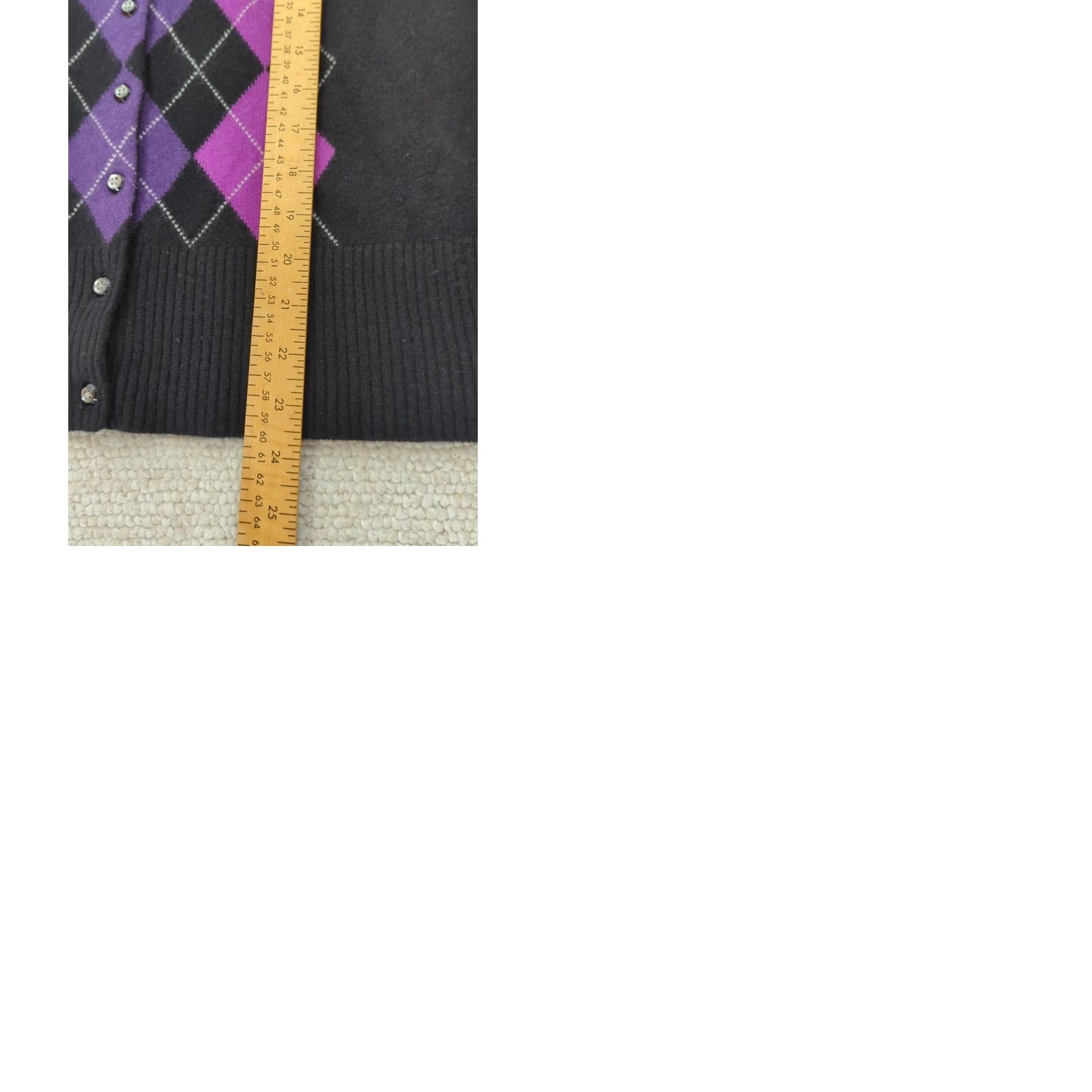 Apt. 9 Apt. 9 Womens Sweater Cardigan Multicolor Argyle Diamond Button Front Cashmere M Size M / US 6-8 / IT 42-44 - 9 Thumbnail