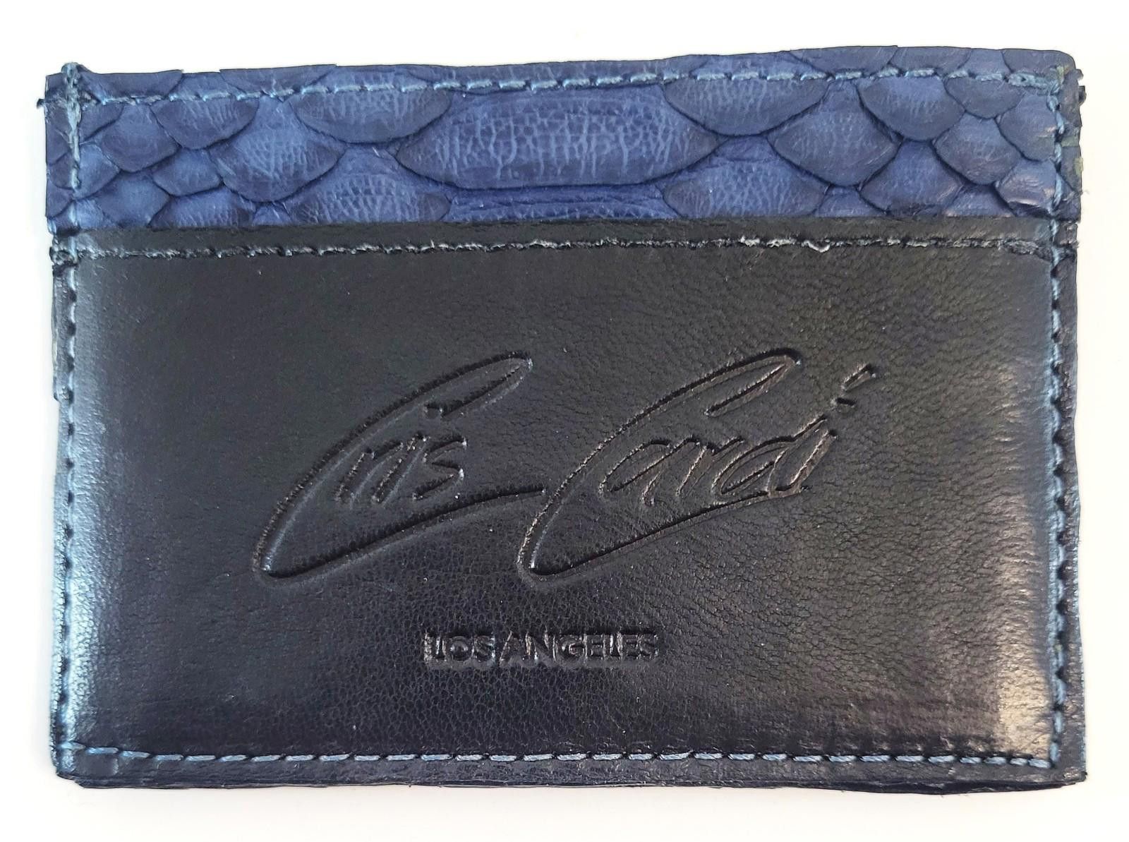 Other Cris Cardi Los Angeles Leather ID Card Holder – Blue & Black Size ONE SIZE - 1 Thumbnail