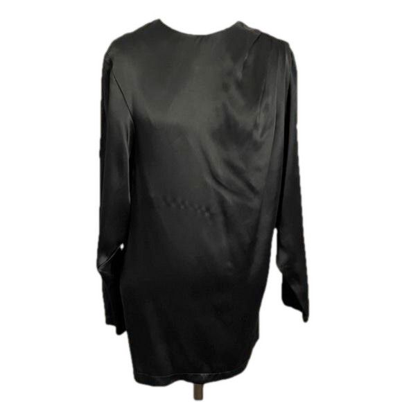 Vintage Vintage 80s Black Long Sleeve Batwing Satin Blouse - M Size M / US 6-8 / IT 42-44 - 2 Thumbnail