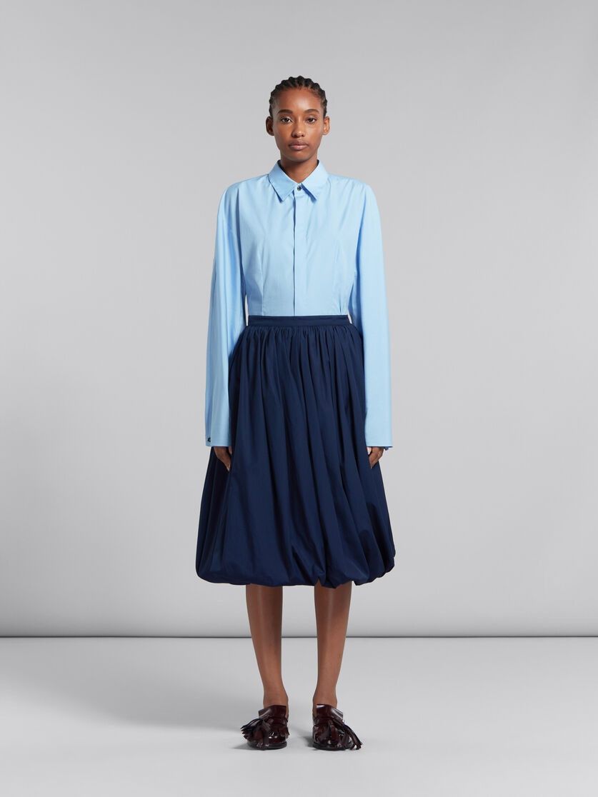 Marni o1w1db10125 Bio Poplin Balloon Midi Skirt in Deep Blue Size 26" / US 2 / IT 38 - 2 Thumbnail