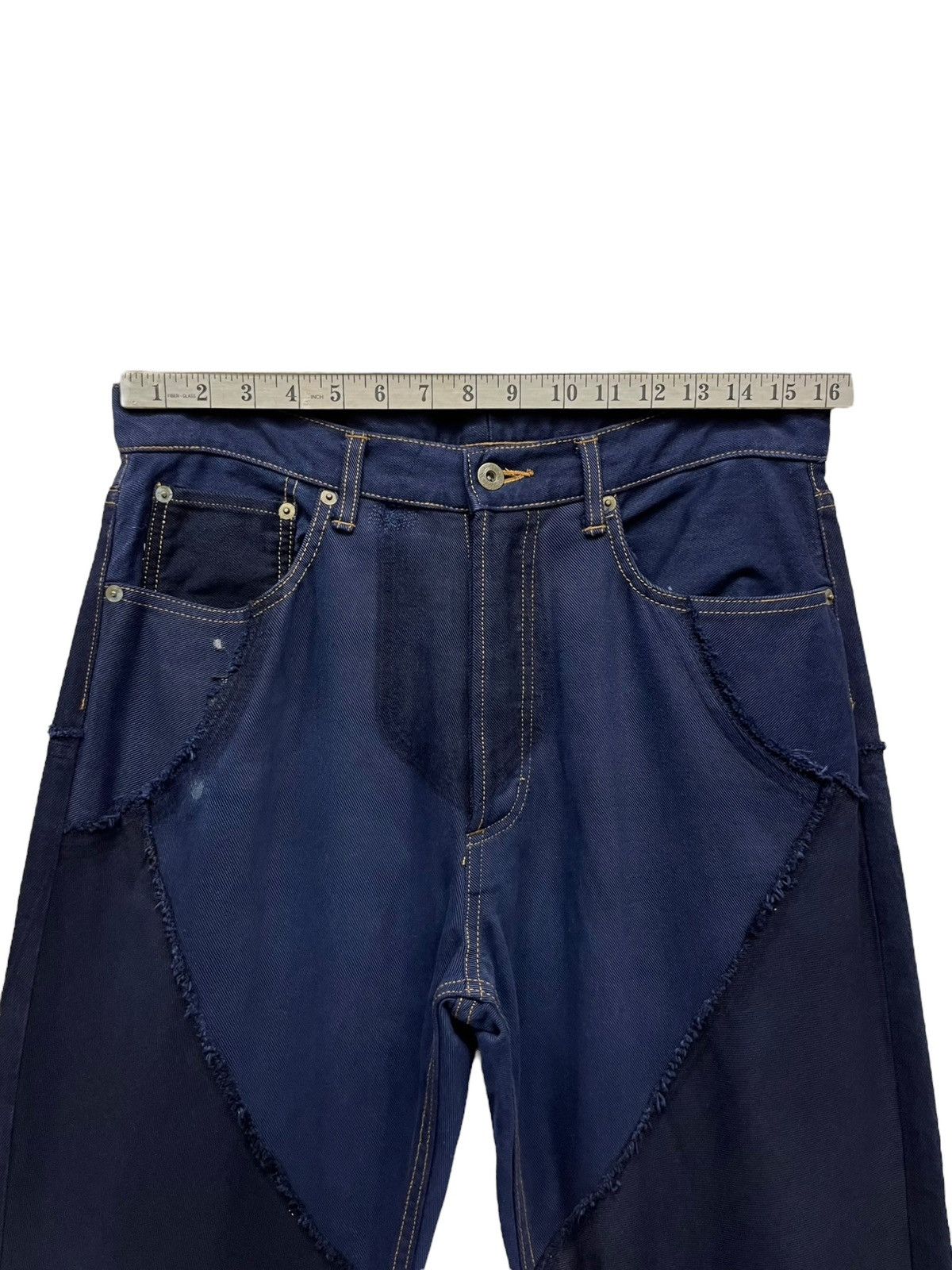 Japanese Brand 🔥FYE🔥PUNAH Frayed Patcwork Dark Blue Denim Made In Japan Size US 32 / EU 48 - 17 Thumbnail