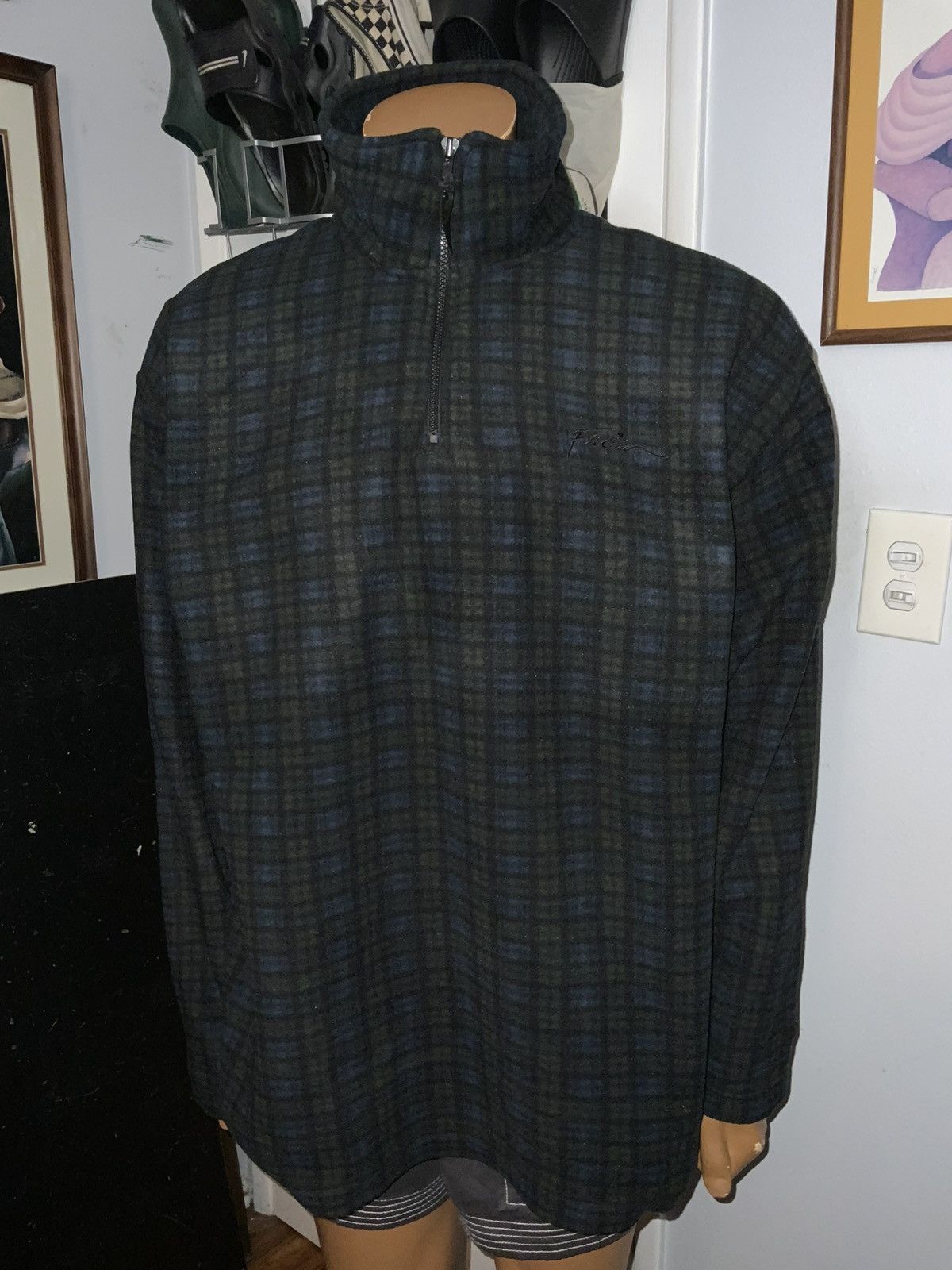 Fubu × Vintage FUBU Blackwatch Plaid Pile Fleece 1/4 Zip Pullover Jacket Size US L / EU 52-54 / 3 - 7 Thumbnail