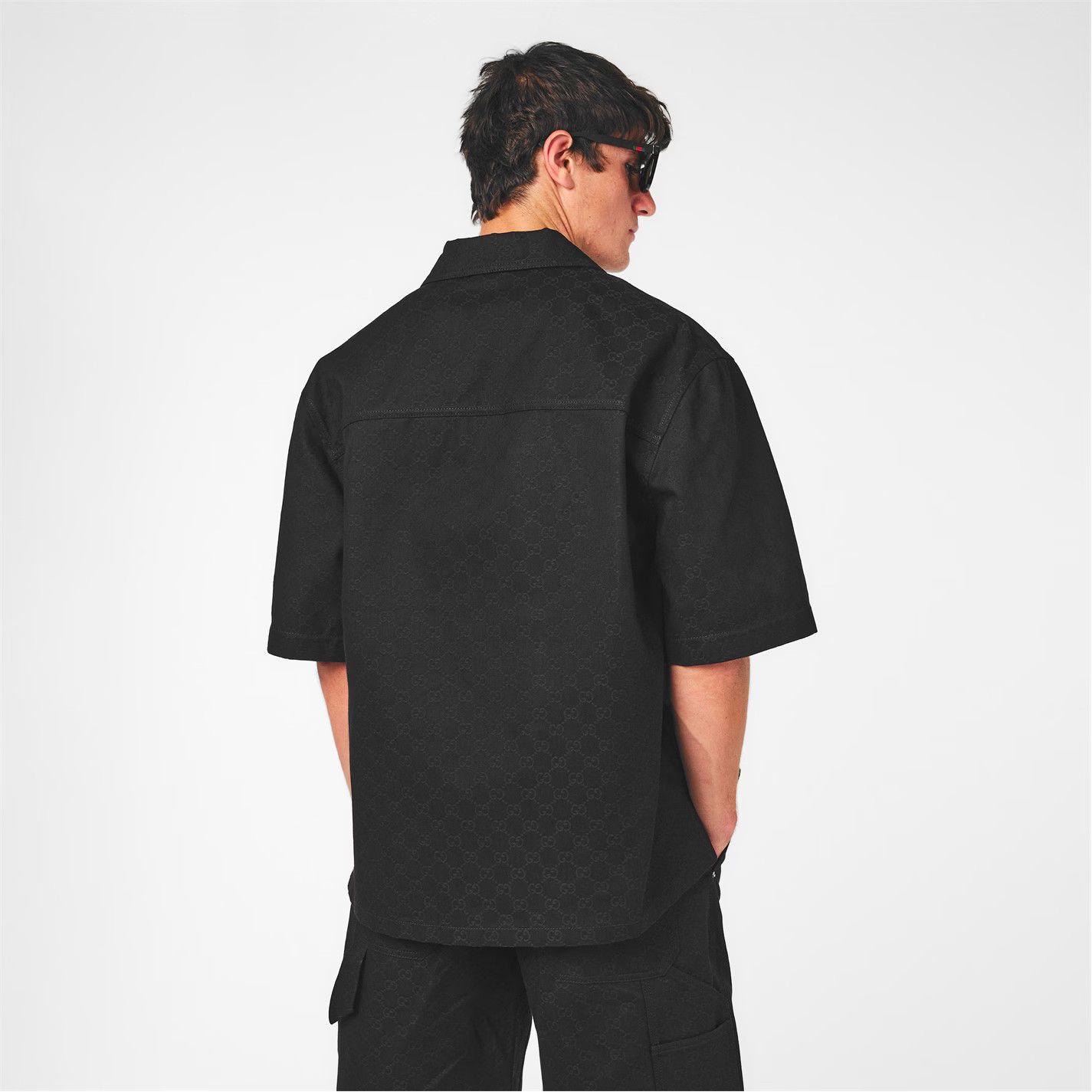 Gucci o1g2r1mq0426 GG Denim Short-Sleeved Shirt in Black Size US XL / EU 56 / 4 - 5 Thumbnail