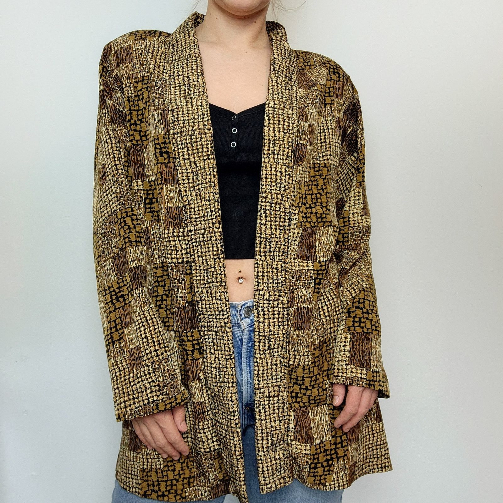 Other Vintage Neutral Throw Over Open Front Shirt Patchwork L Size L / US 10 / IT 46 - 2 Thumbnail